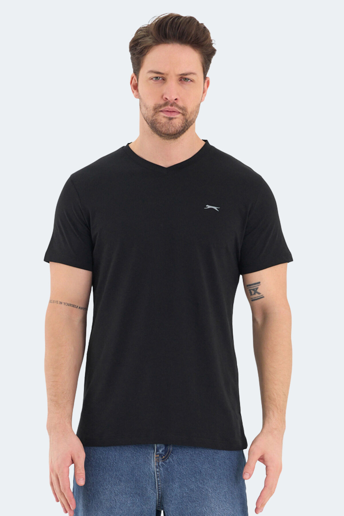 Slazenger RIVALDO Erkek V Yaka Siyah Tişört