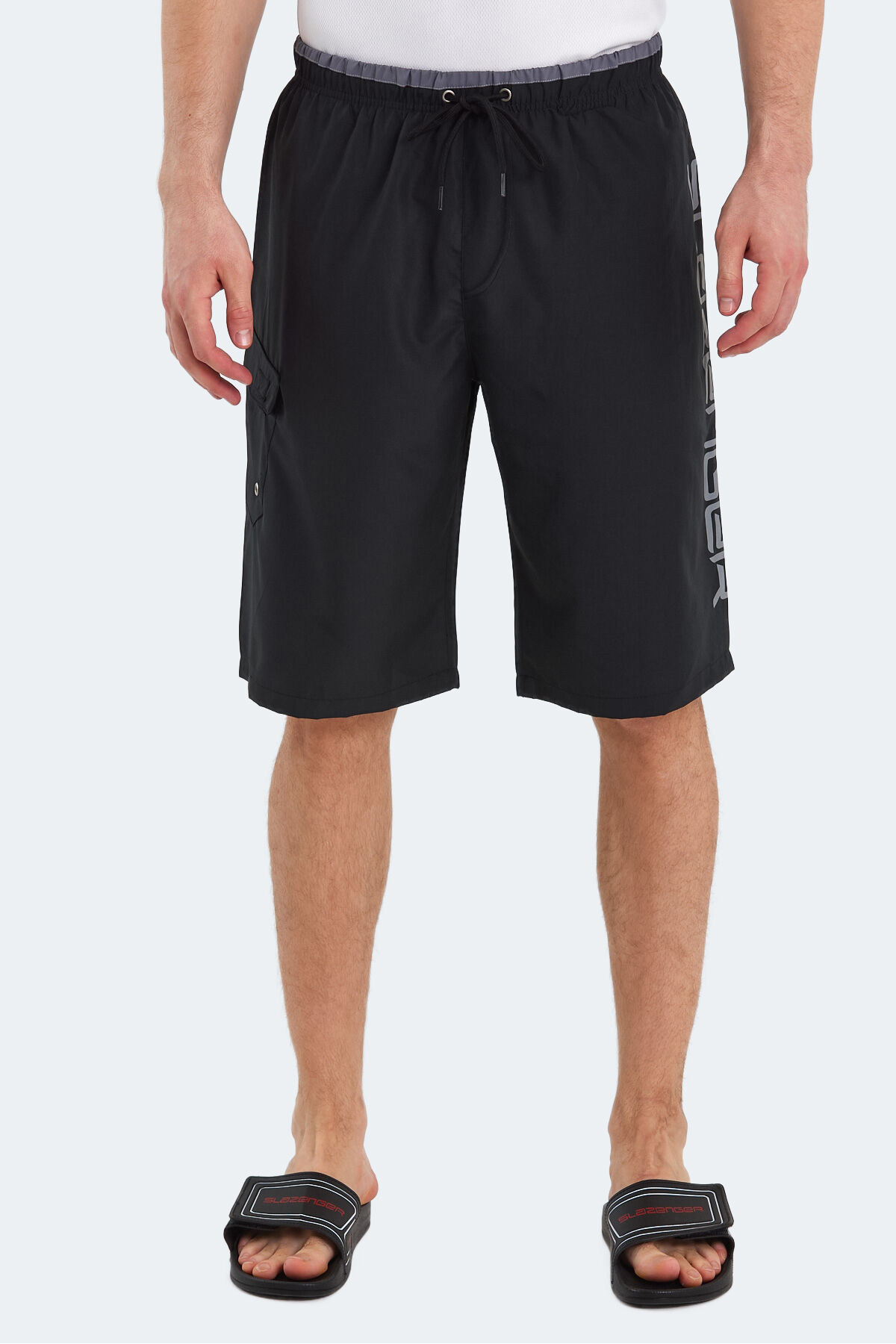 Slazenger RUNIST IN Erkek Cepli Deniz Şortu Siyah Mayo