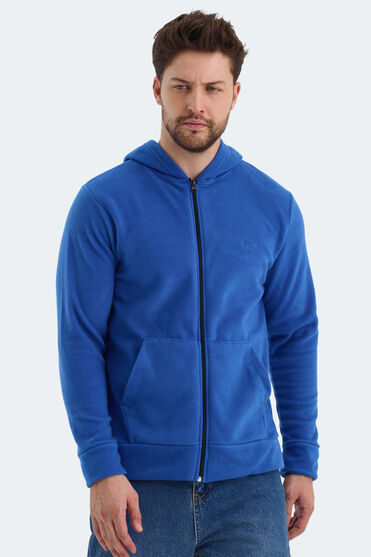 Slazenger SAMSON IN Erkek Fermuarlı Kapüşonlu Cepli Saks Mavi