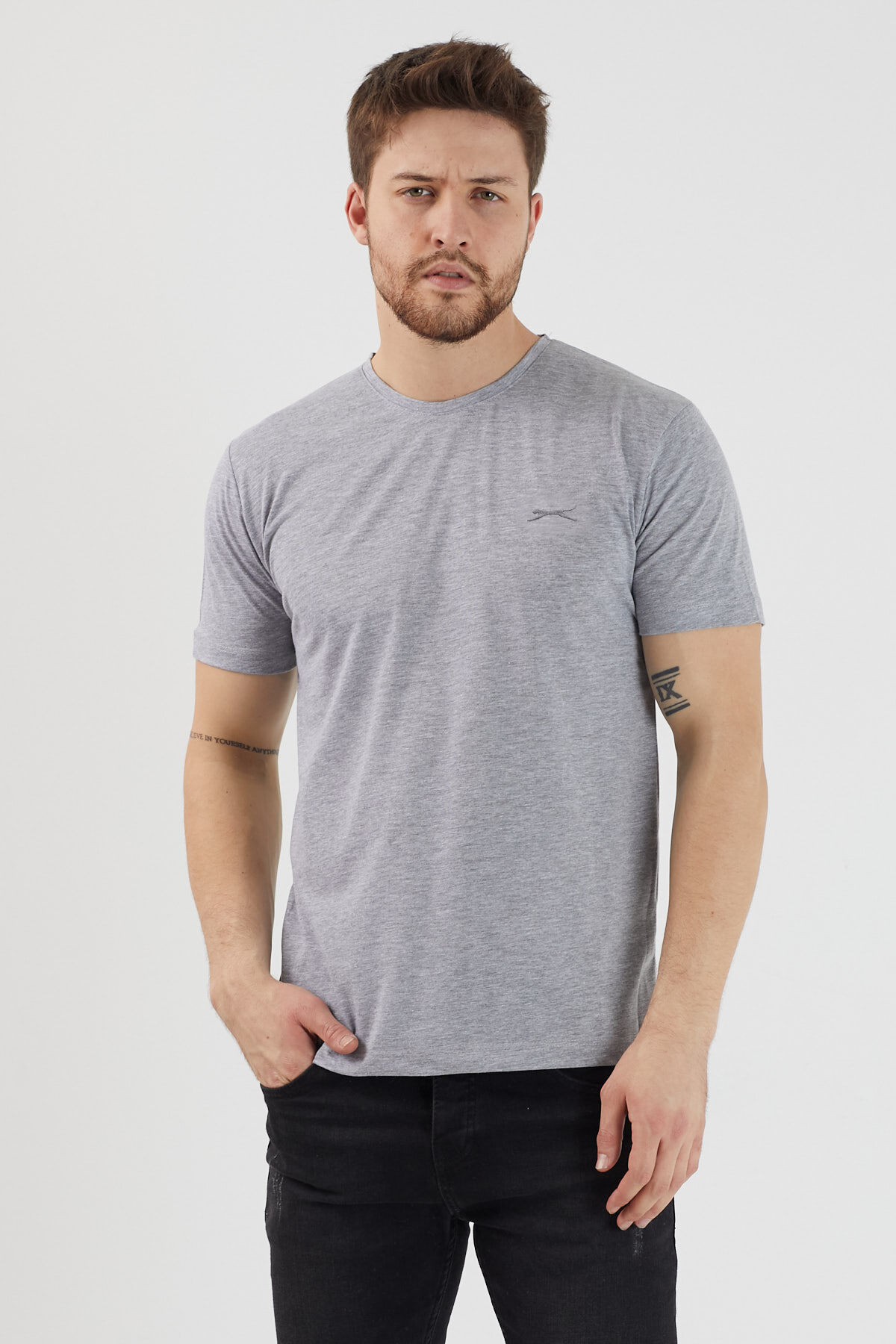 Slazenger SANDER KTN Erkek  Gri Tişört