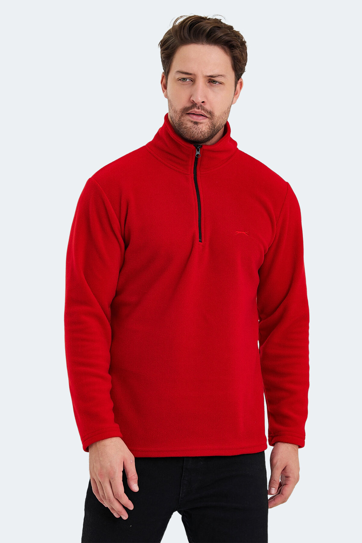 Slazenger SANNE IN Erkek Dik Yaka Fermuarlı Kırmızı Polar