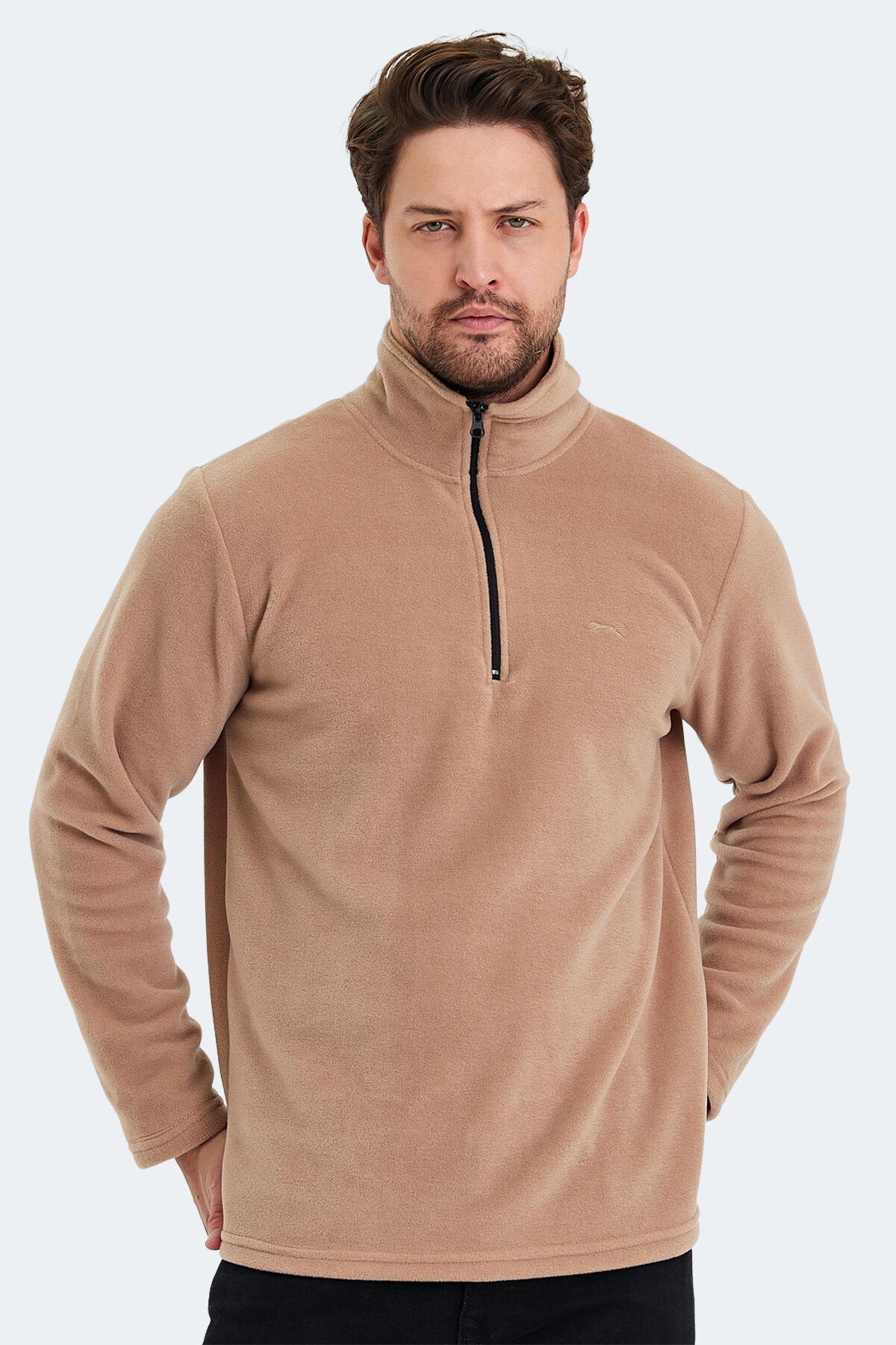 Slazenger SANNE IN Erkek Dik Yaka Fermuarlı Toprak Polar