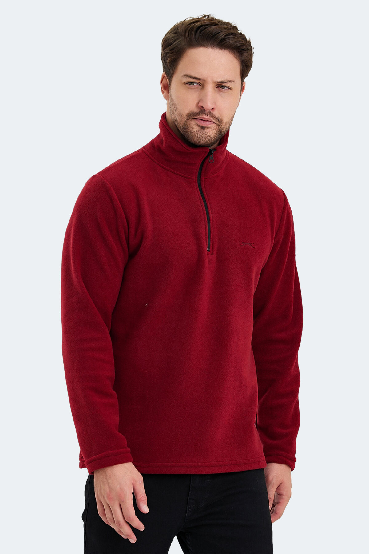 Slazenger SANNE IN Erkek Dik Yaka Fermuarlı Bordo Polar
