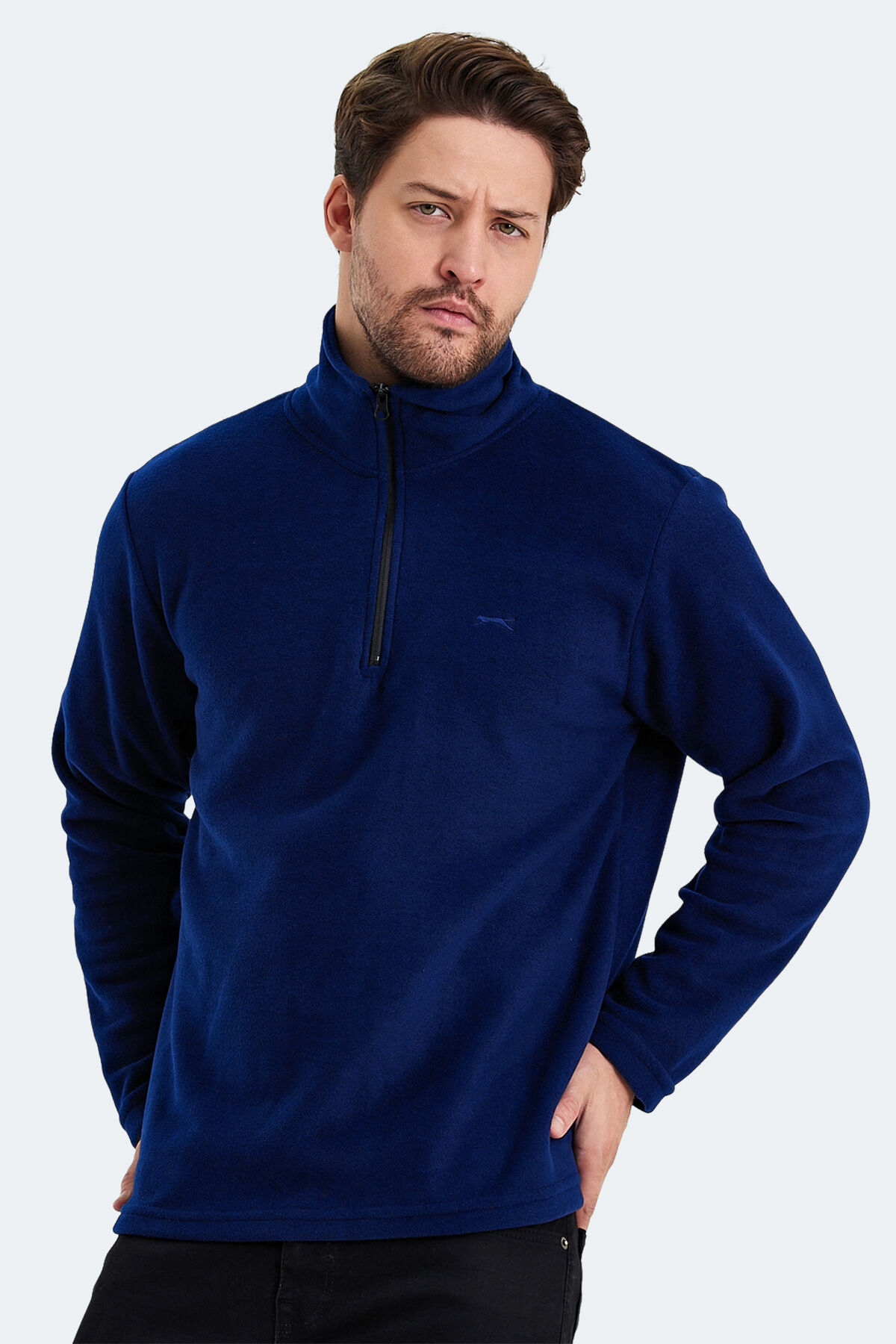 Slazenger SANNE IN Erkek Dik Yaka Fermuarlı Lacivert Polar