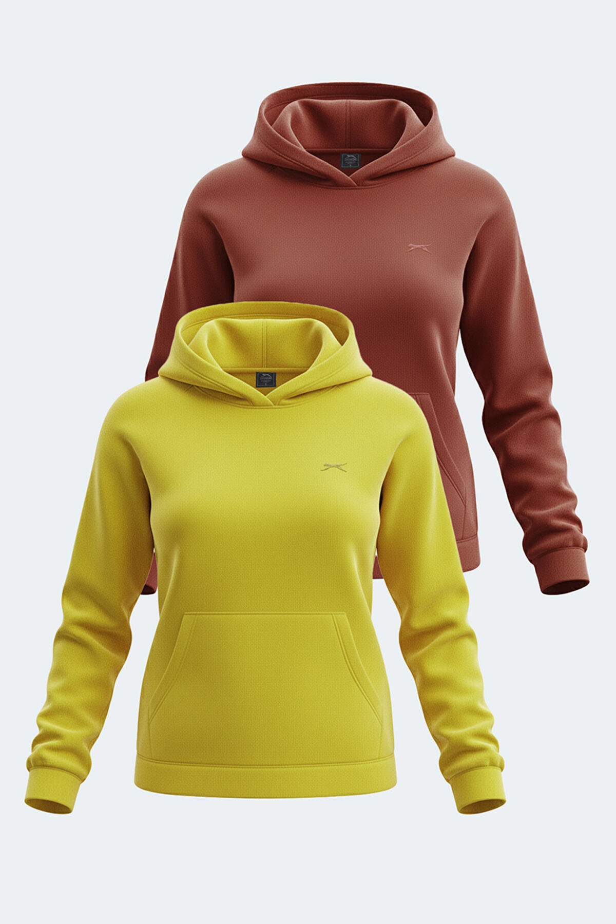 Slazenger SASSA 2  li set Kadın Kapüşonlu Cepli Sarı - Kiremit Sweatshırt