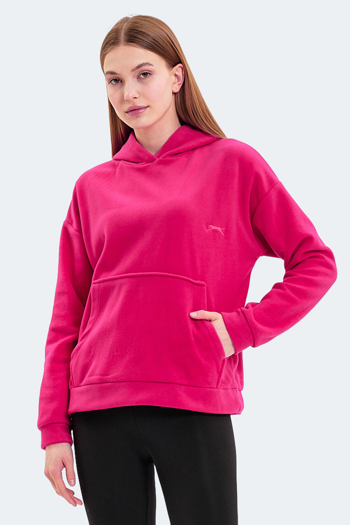 Slazenger SASSA IN Kadın Kapüşonlu Cepli Fuşya Polar