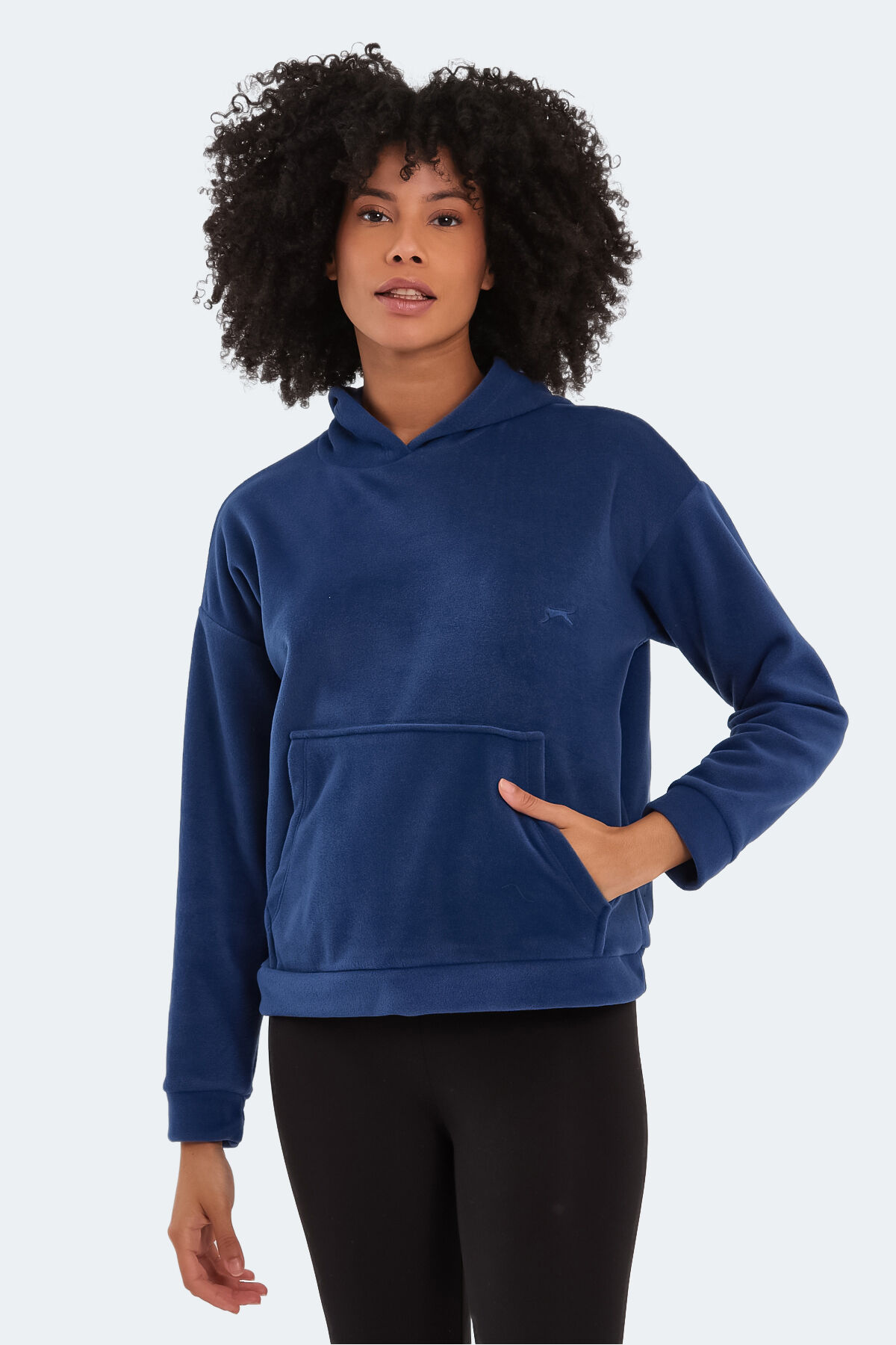 Slazenger SASSA IN Kadın Kapüşonlu Cepli Indigo Polar