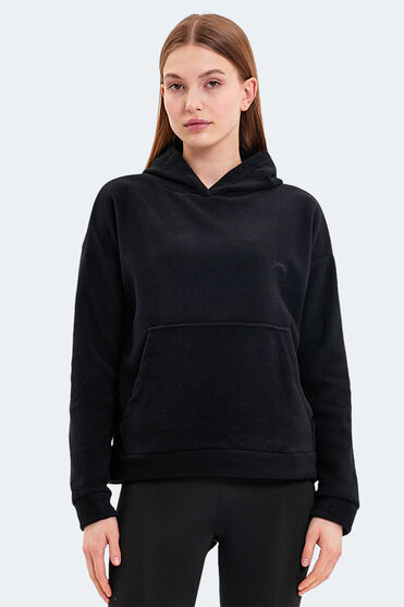 Slazenger SASSA IN Kadın Kapüşonlu Cepli Siyah Polar | Slazenger