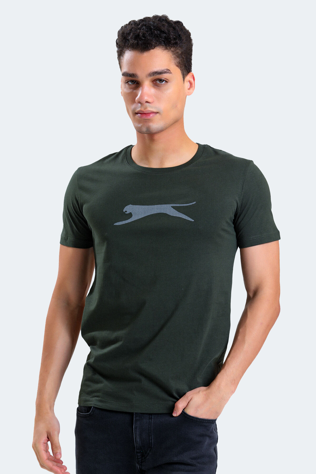 Slazenger SECTOR I Erkek Baskılı Haki Tişört