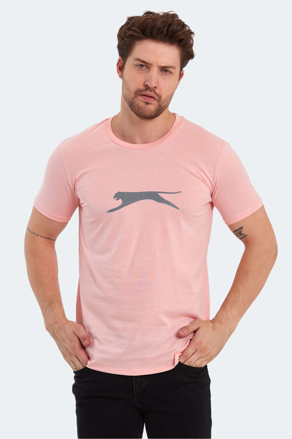 Slazenger SECTOR I Erkek Baskılı Somon Tişört