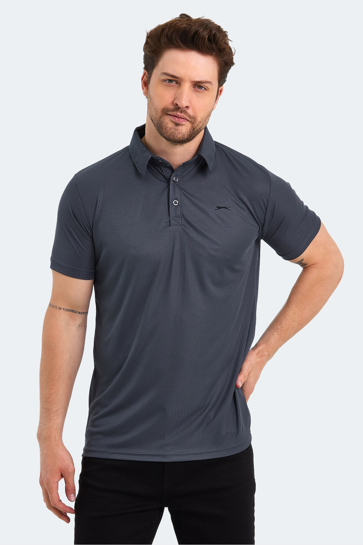 Slazenger SLOAN Erkek Polo Yaka Koyu Gri Tişört