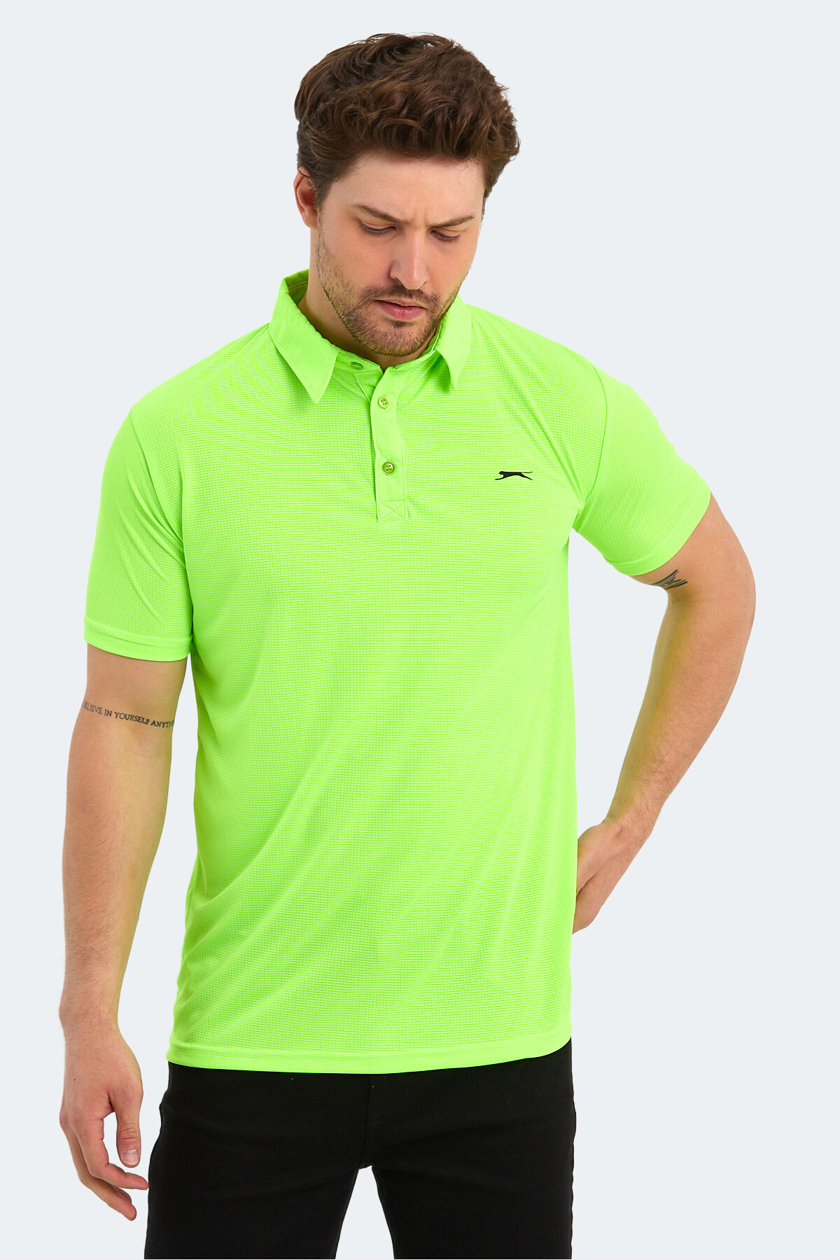 Slazenger SLOAN Erkek Polo Yaka Neon Yeşil Tişört