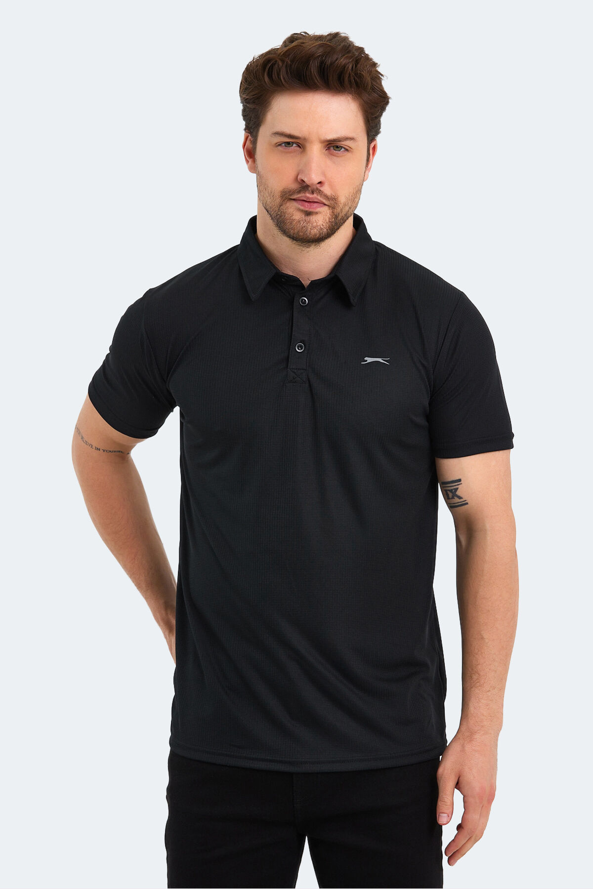 Slazenger SLOAN Erkek Polo Yaka Siyah Tişört