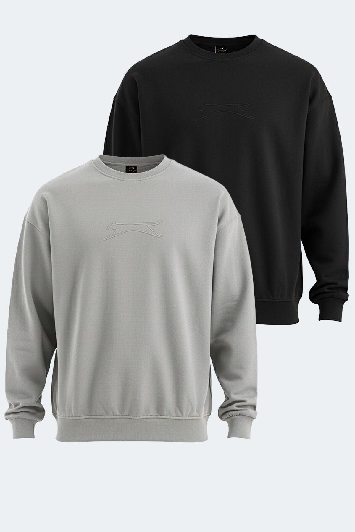 Slazenger VADIK 2li set Erkek Oversıze Siyah - Gri Sweatshırt