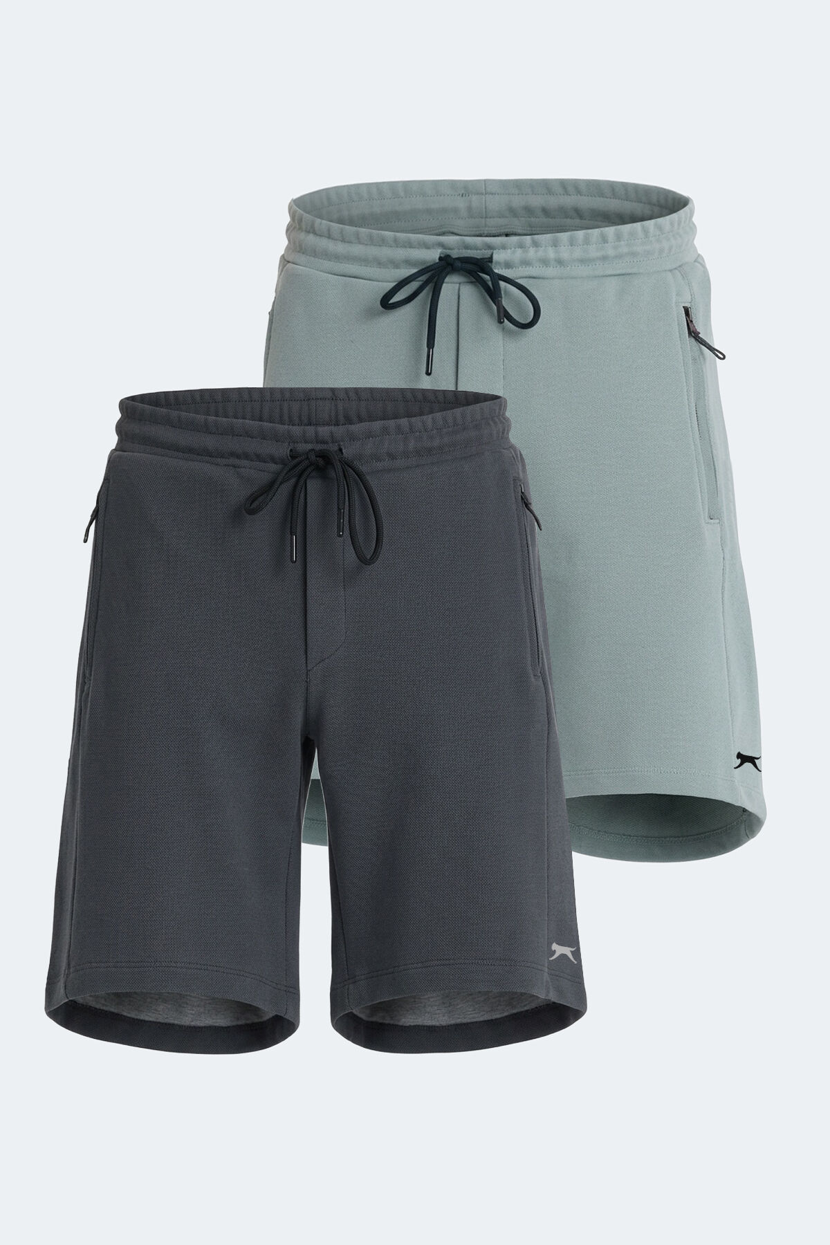Slazenger VILTE 2 Lİ SET Erkek  Koyu Gri - Su Yeşili Şort