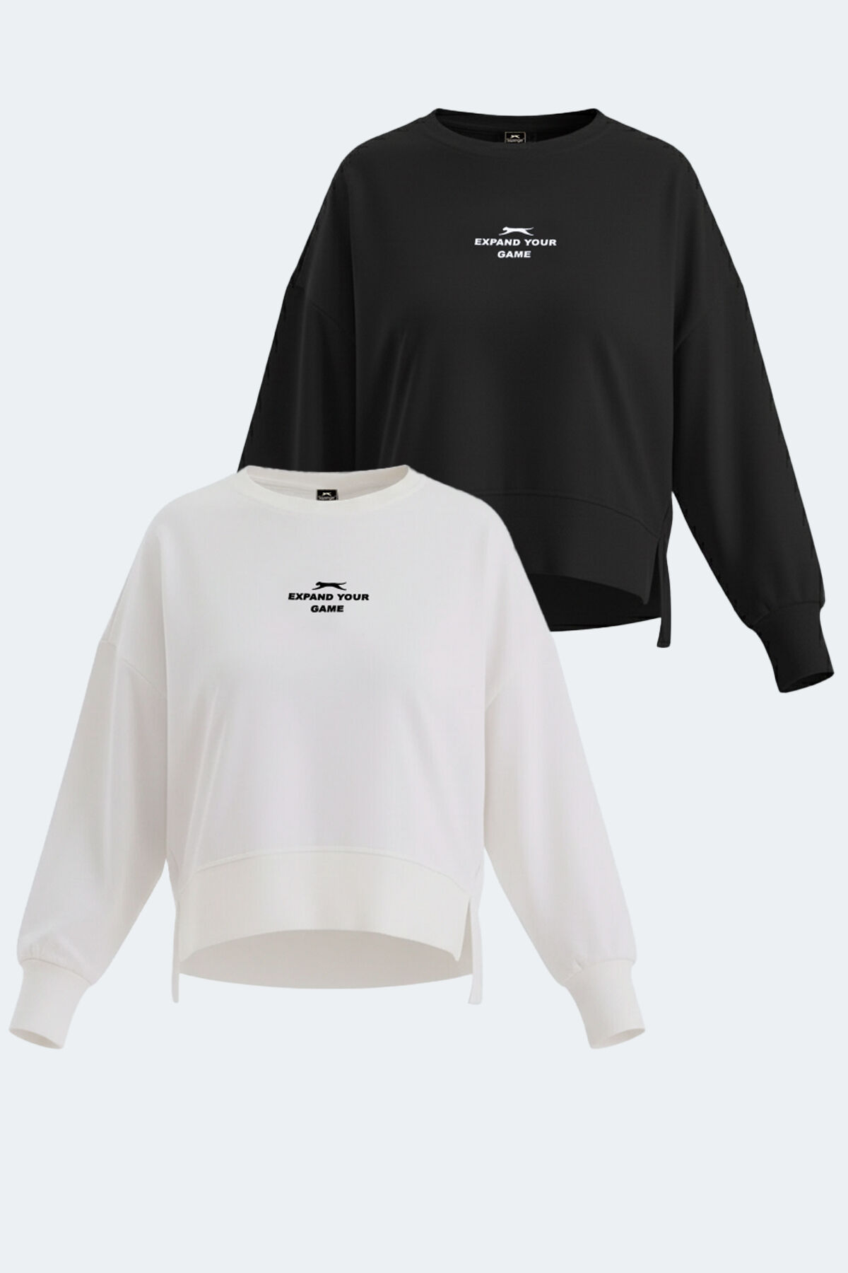 Slazenger VITAL 2 li set Kadın Crop Beyaz - Siyah Sweatshırt