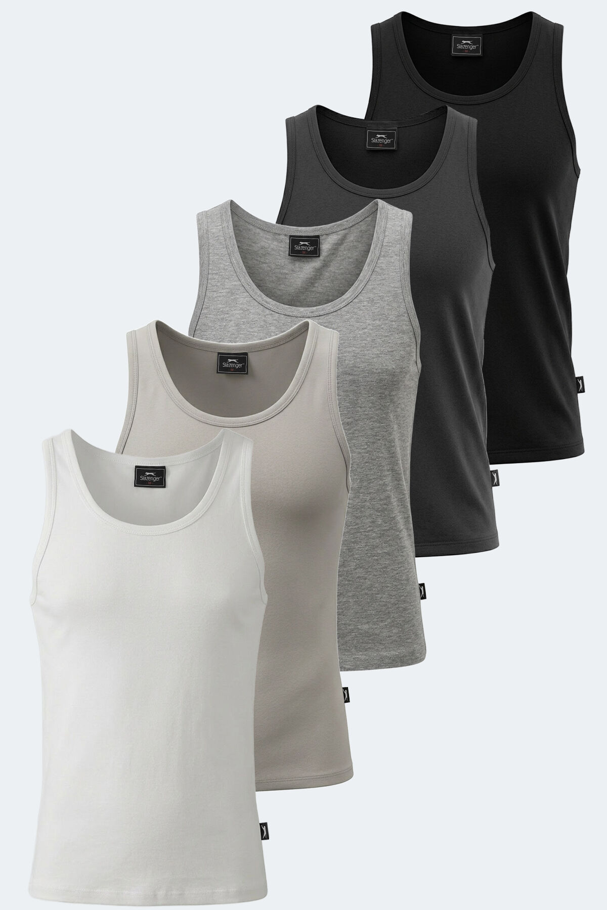Slazenger VLATKA 5 Lİ SET Kadın  Beyaz - Siyah - Gri - Taş Gri - Koyu Gri Tişört