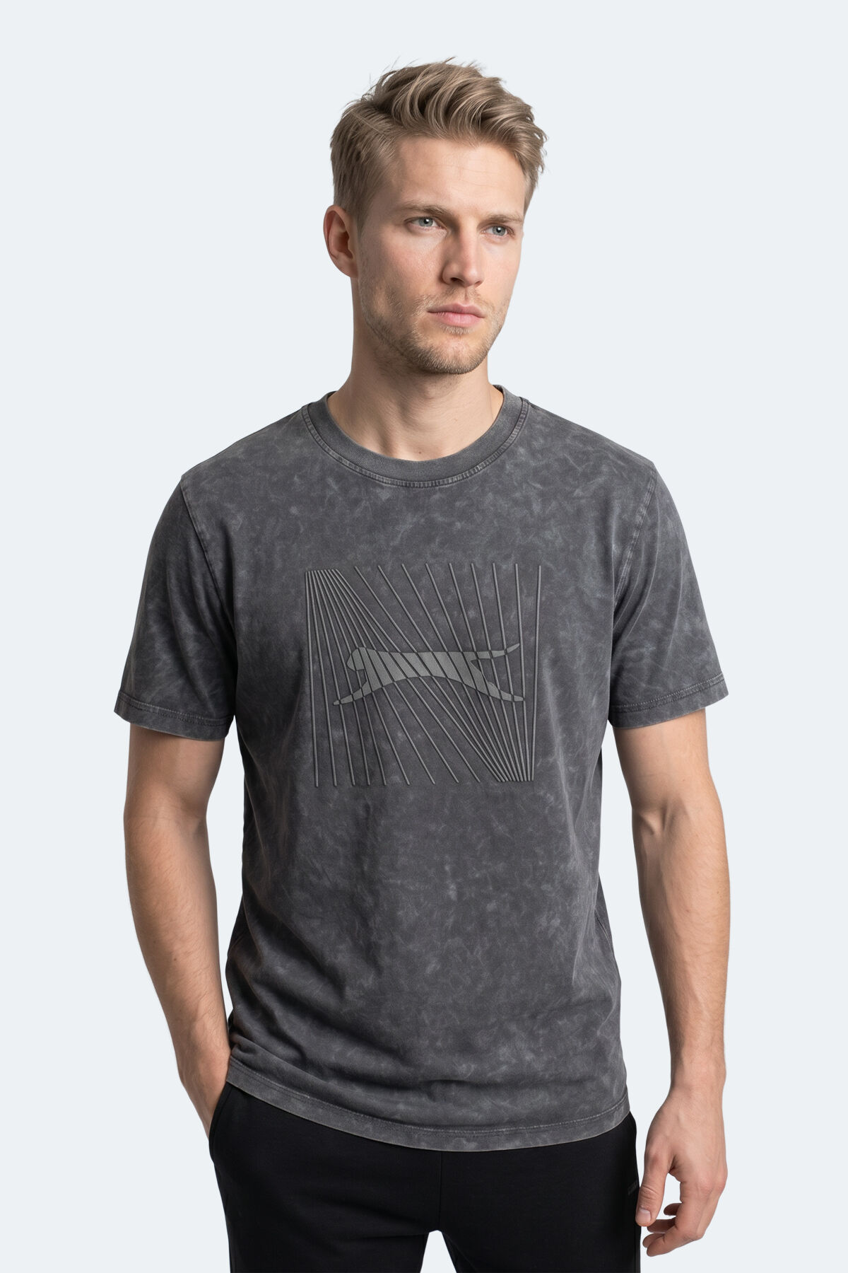 Slazenger ZAIR Erkek Baskılı Gri Tişört
