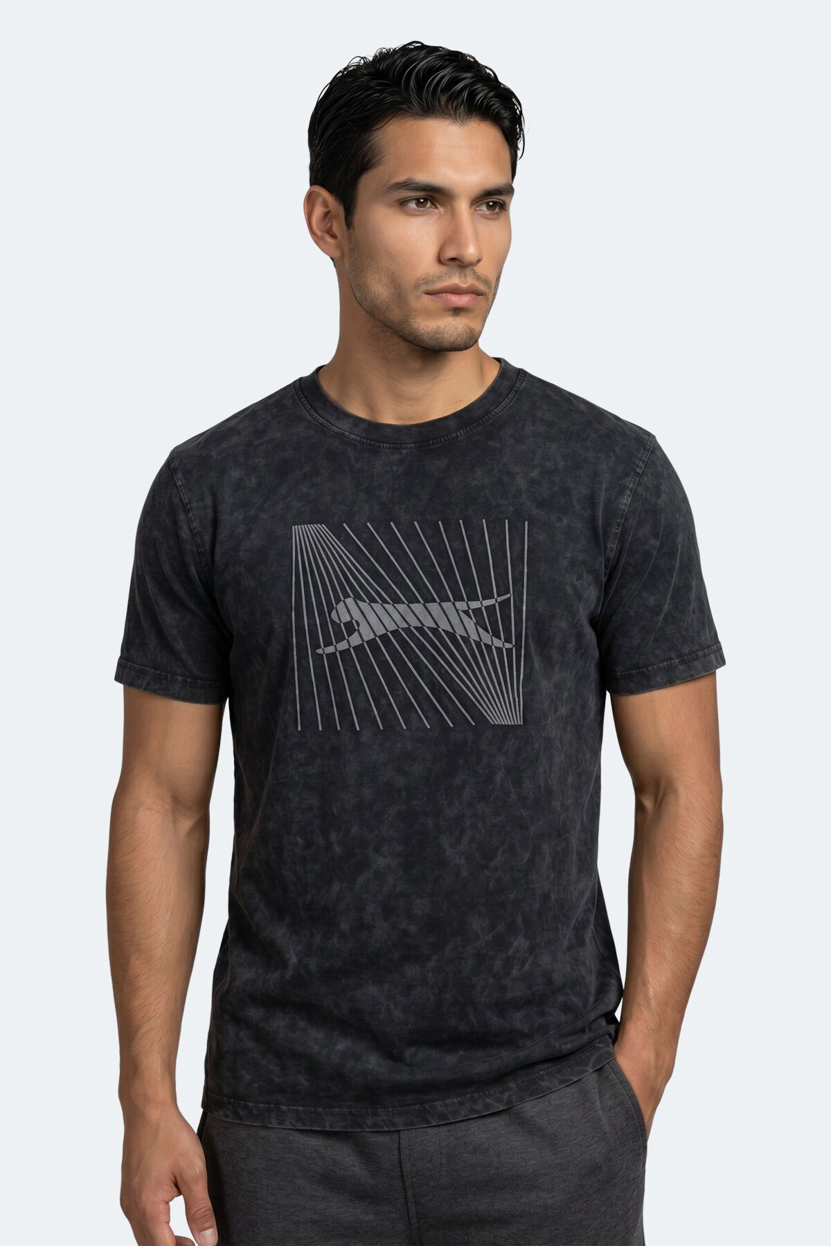 Slazenger ZAIR Erkek Baskılı Siyah Tişört
