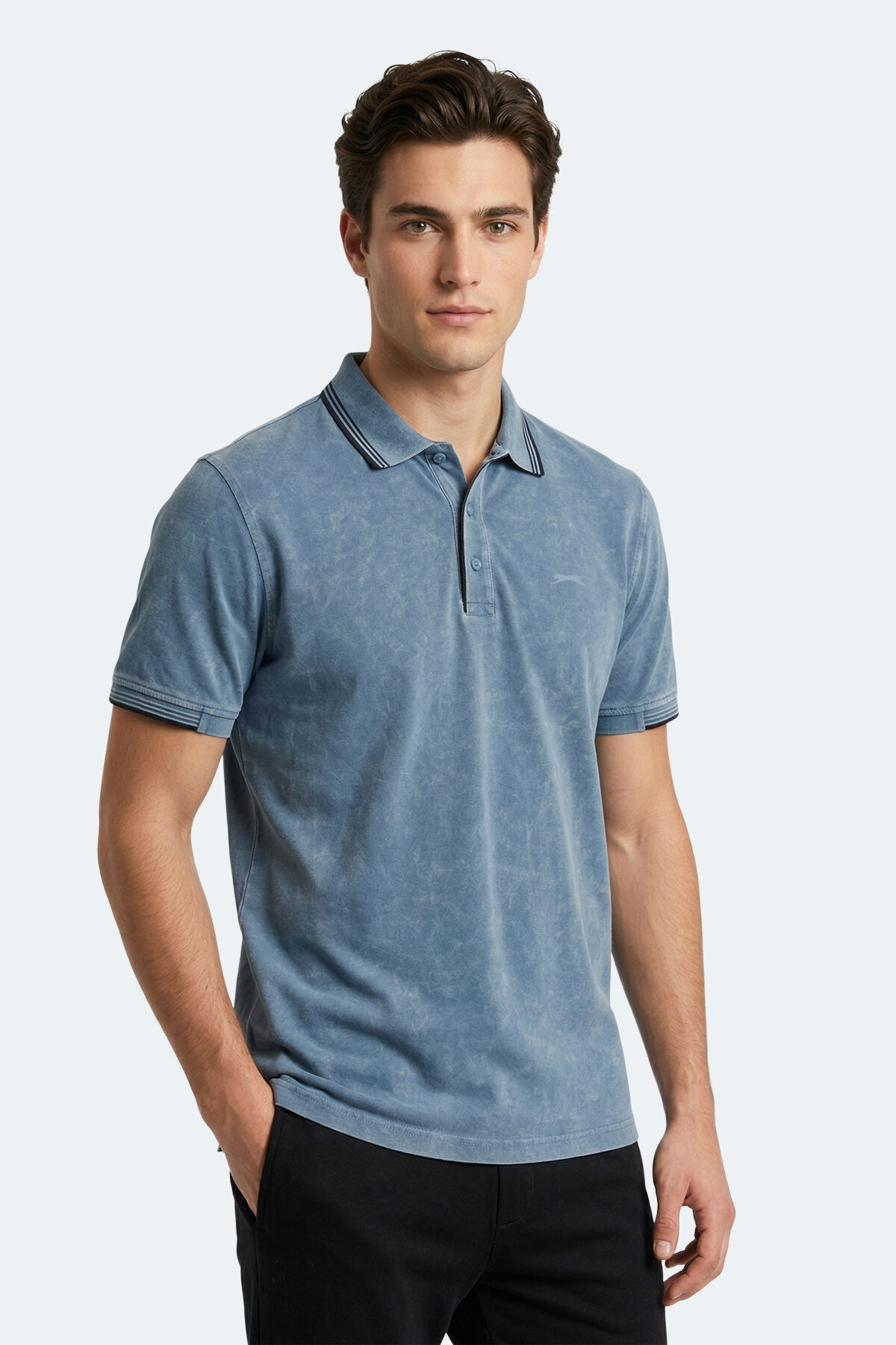 Slazenger ZALE Erkek Polo Yaka Indigo Tişört