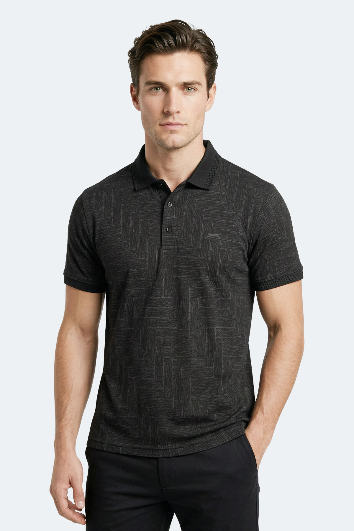 Slazenger ZANY Erkek Polo Yaka Siyah Tişört