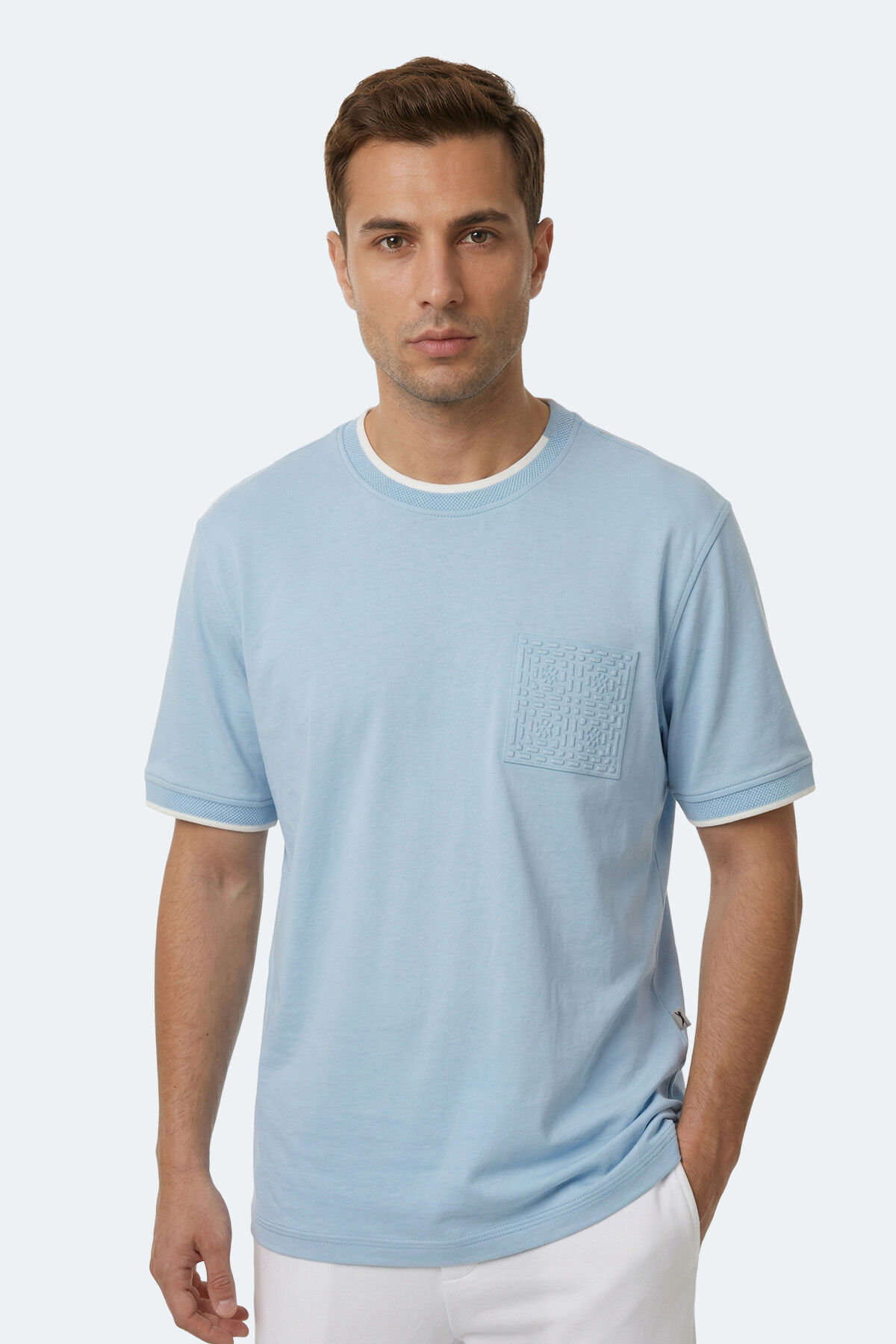 Slazenger ZAVIER Erkek Pamuklu Mavi Tişört