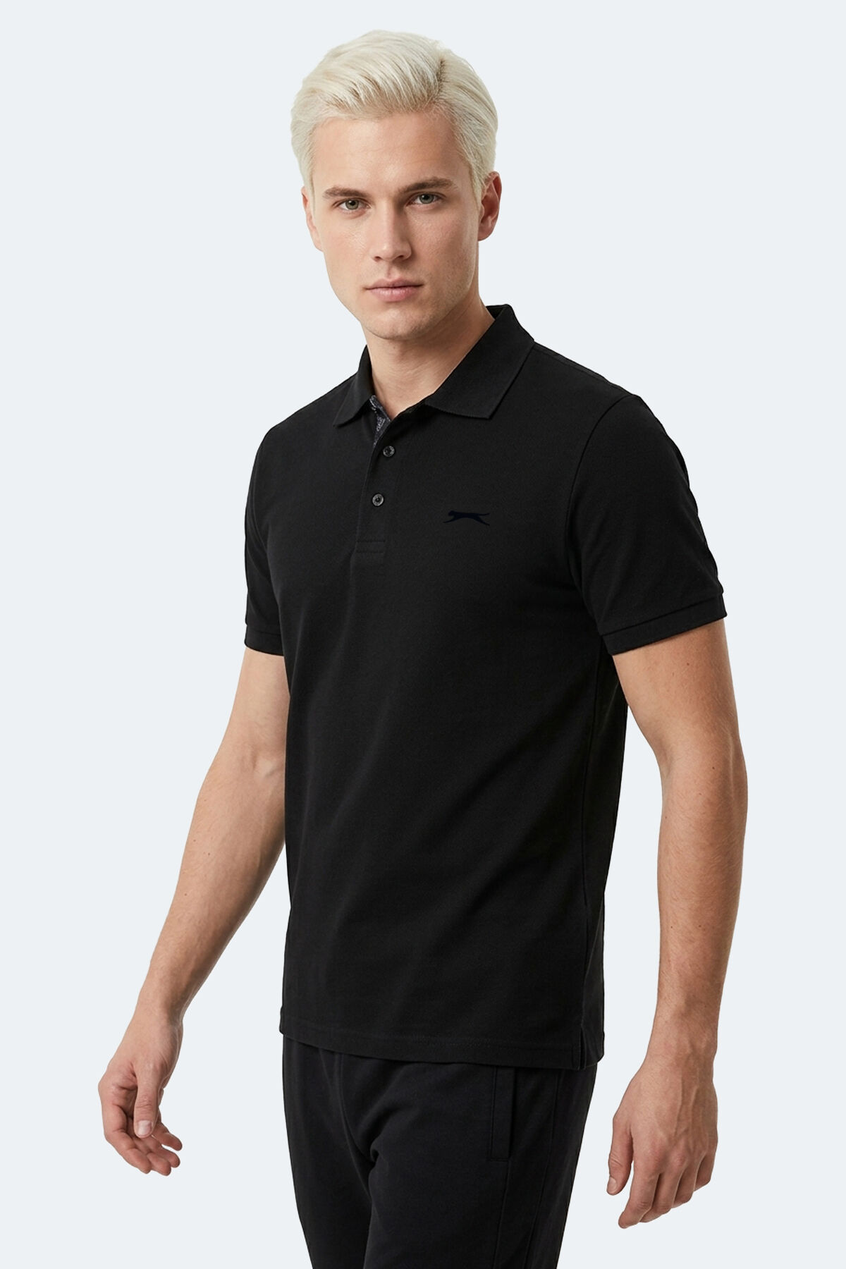 Slazenger ZODIACS Erkek Polo Yaka Siyah Tişört