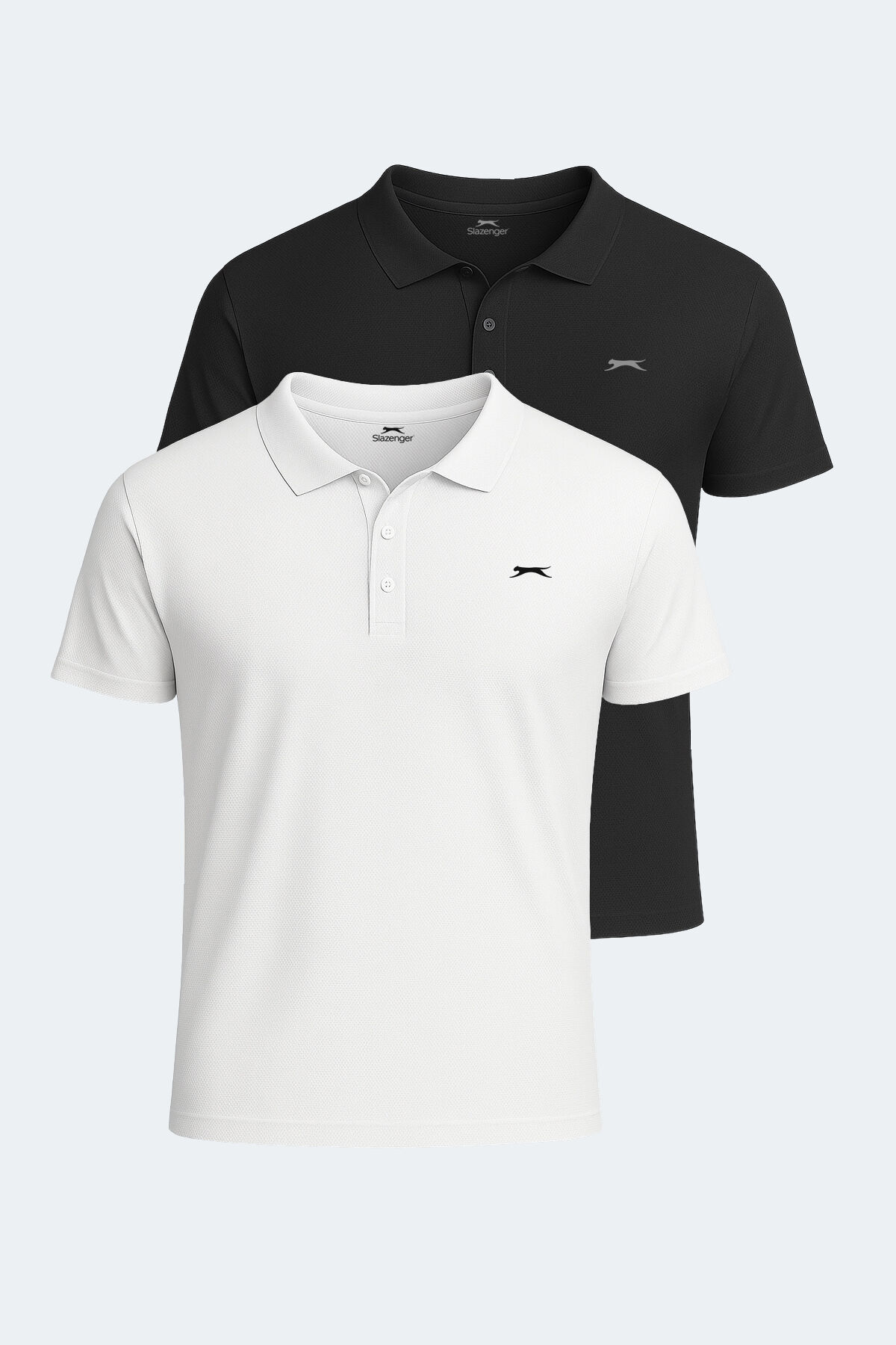 Slazenger SLOAN 2 li Set Erkek  Beyaz - Siyah Tişört