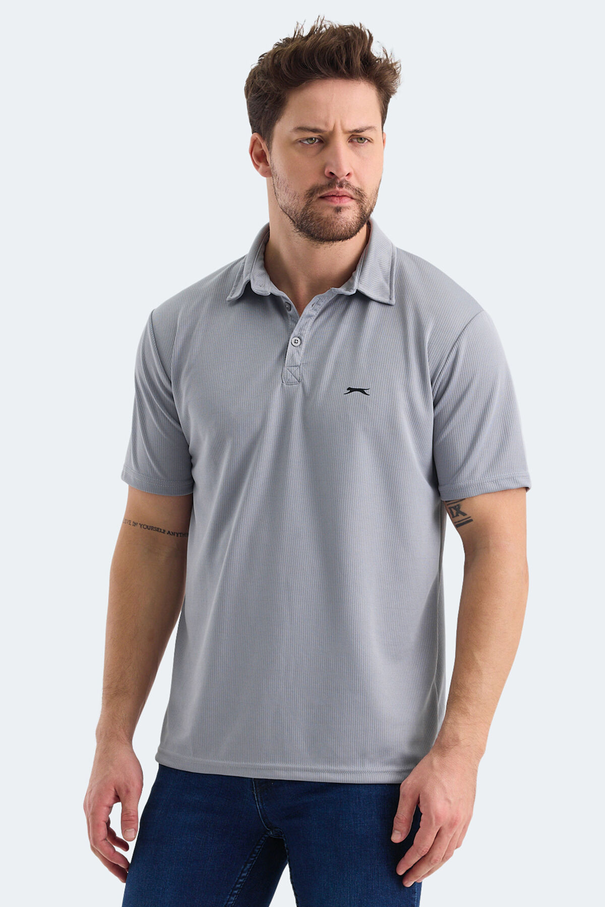 Slazenger SLOAN Erkek Polo Yaka Gri Tişört