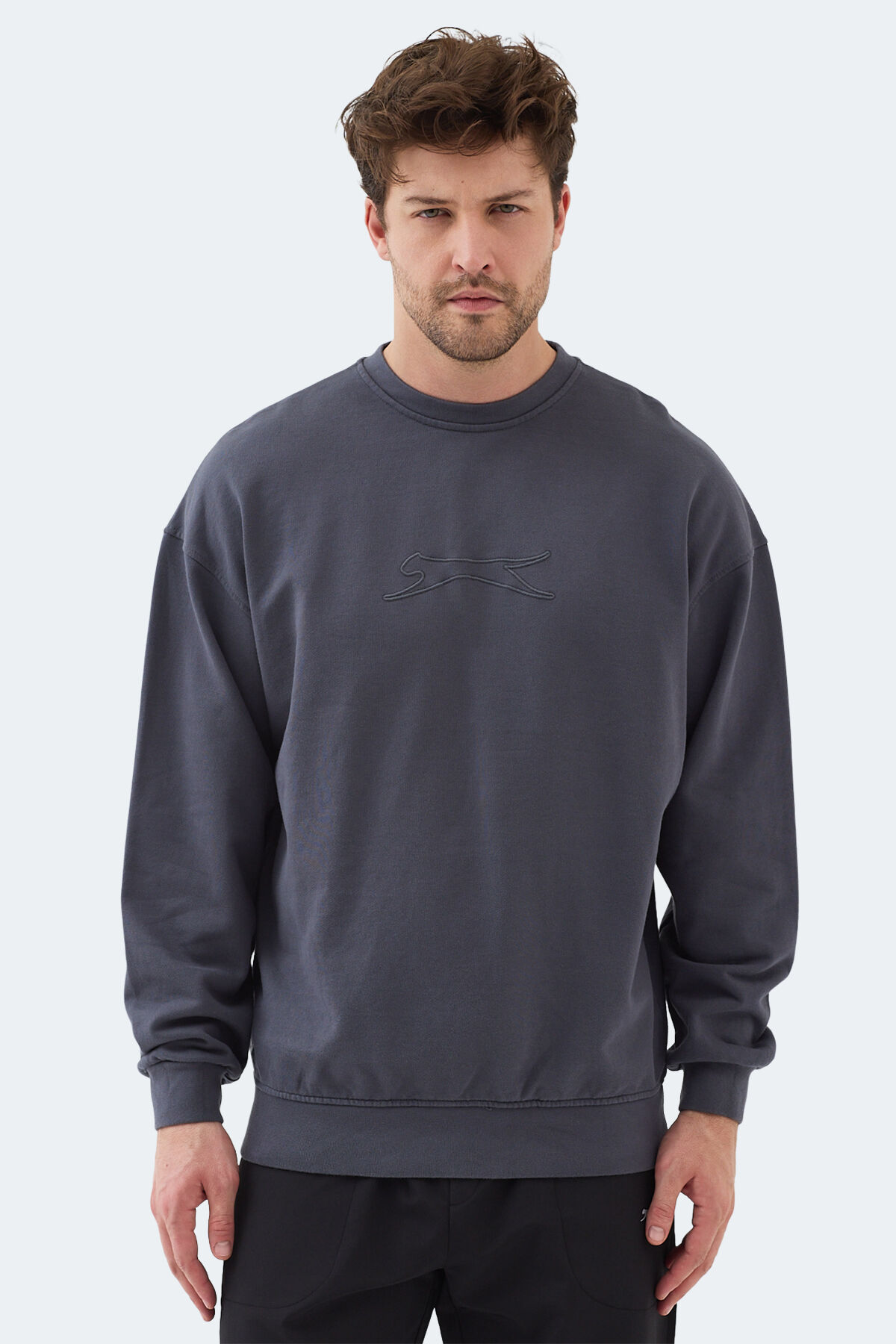 Slazenger VADIK IN Erkek Oversıze Koyu Gri Sweatshırt