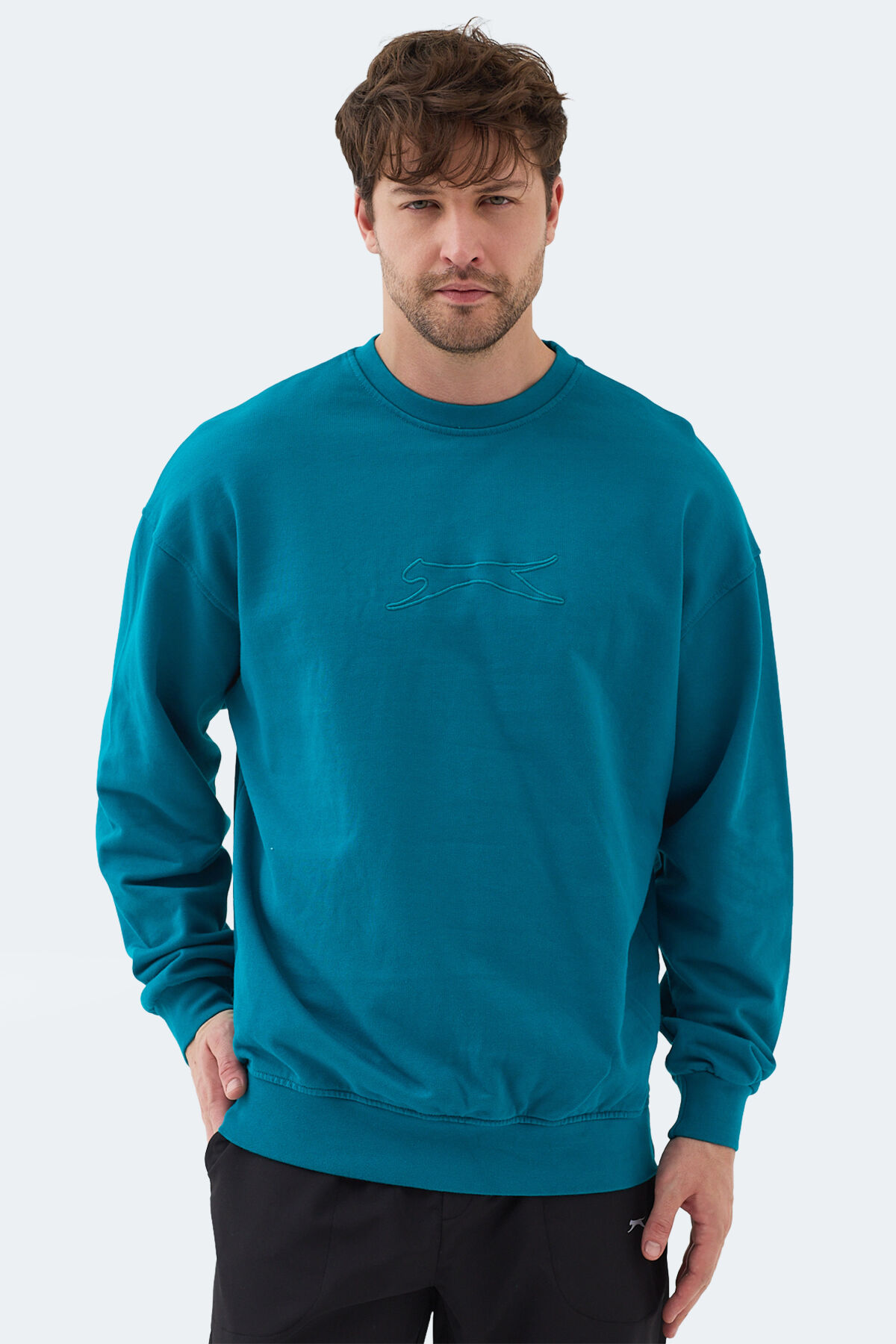 Slazenger VADIK IN Erkek Oversıze Petrol Sweatshırt