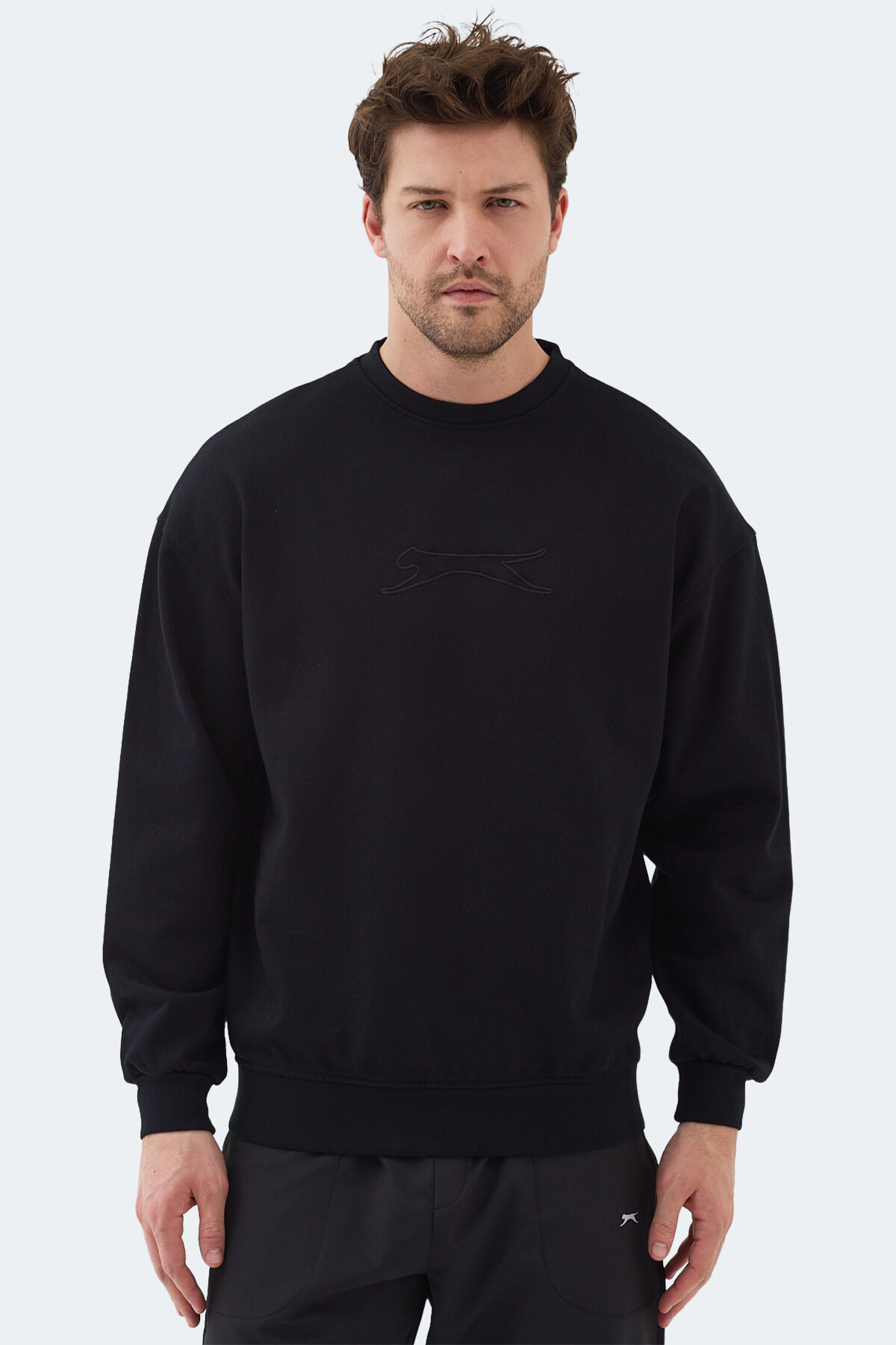 Slazenger VADIK IN Erkek Oversıze Siyah Sweatshırt
