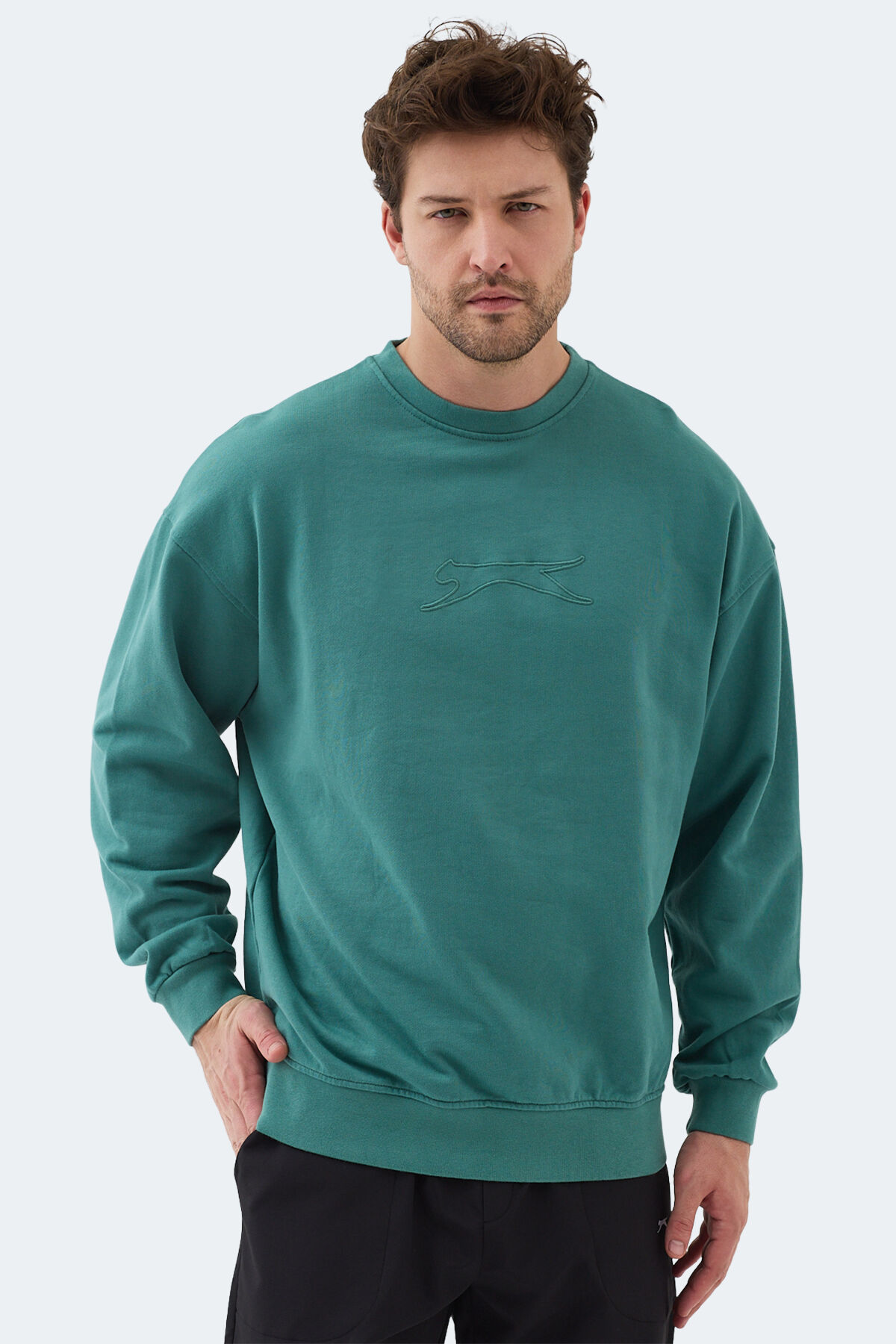 Slazenger VADIK IN Erkek Oversıze Yeşil Sweatshırt