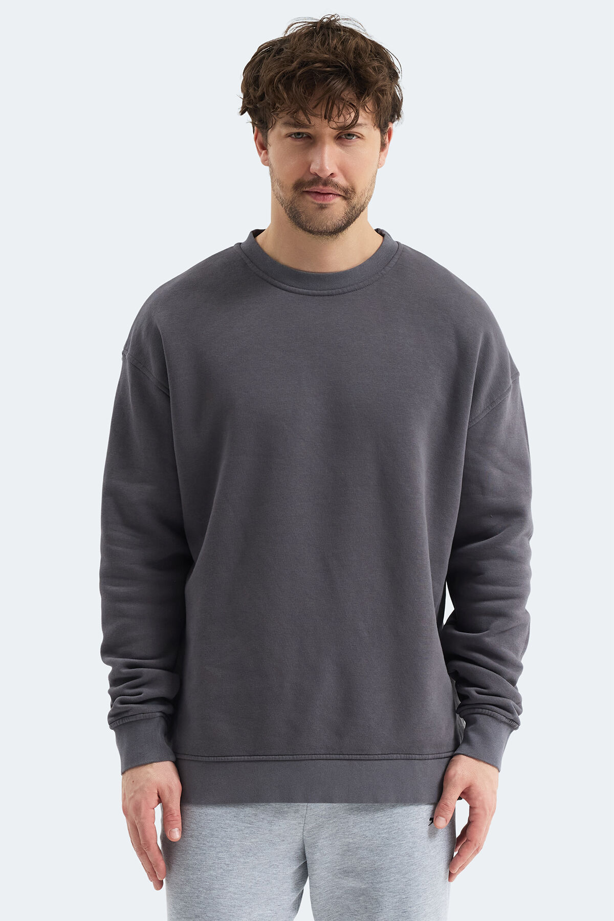 Slazenger VADIM Unisex Oversıze Koyu Gri Sweatshırt
