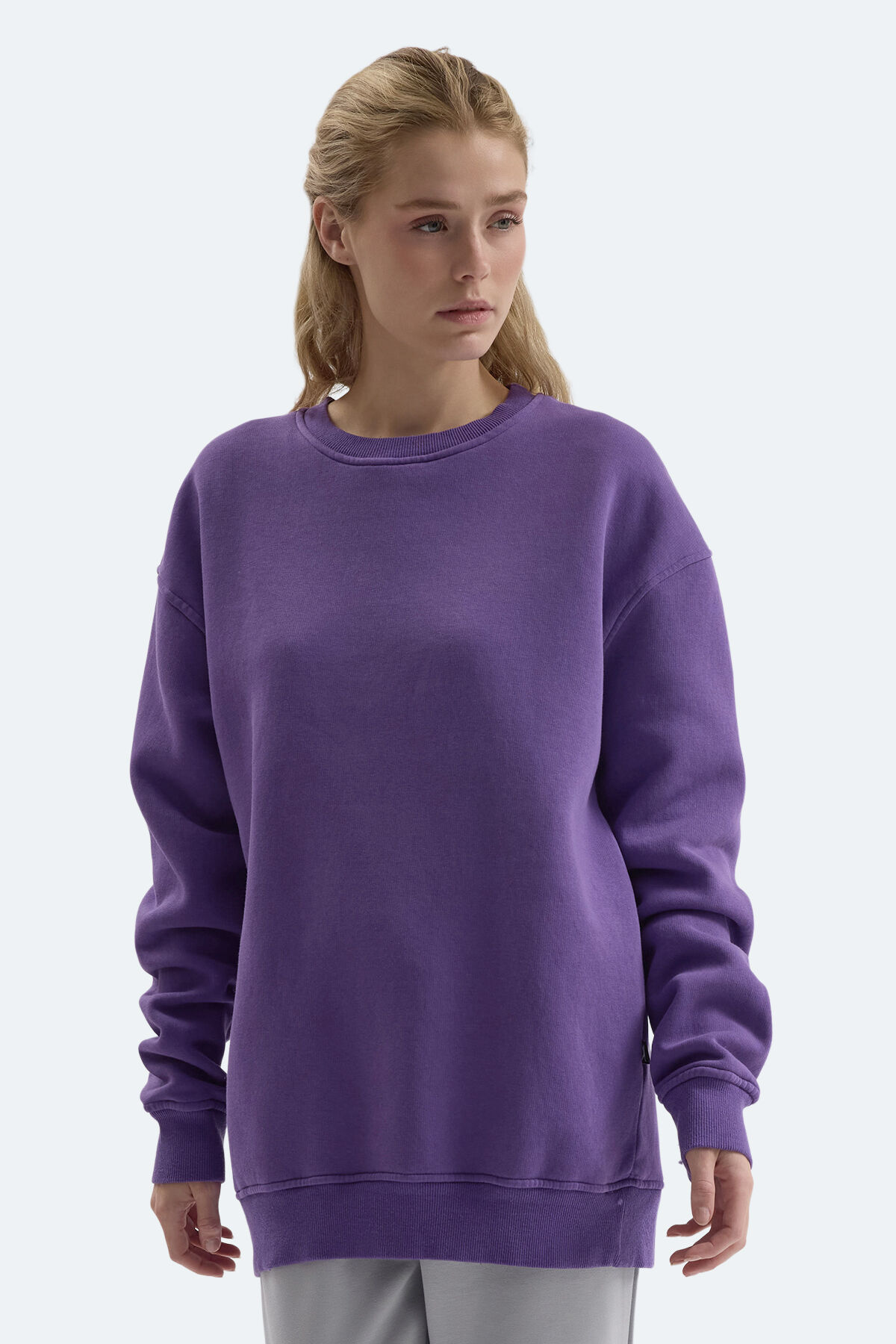 Slazenger VADIM Unisex Oversıze Mor Sweatshırt