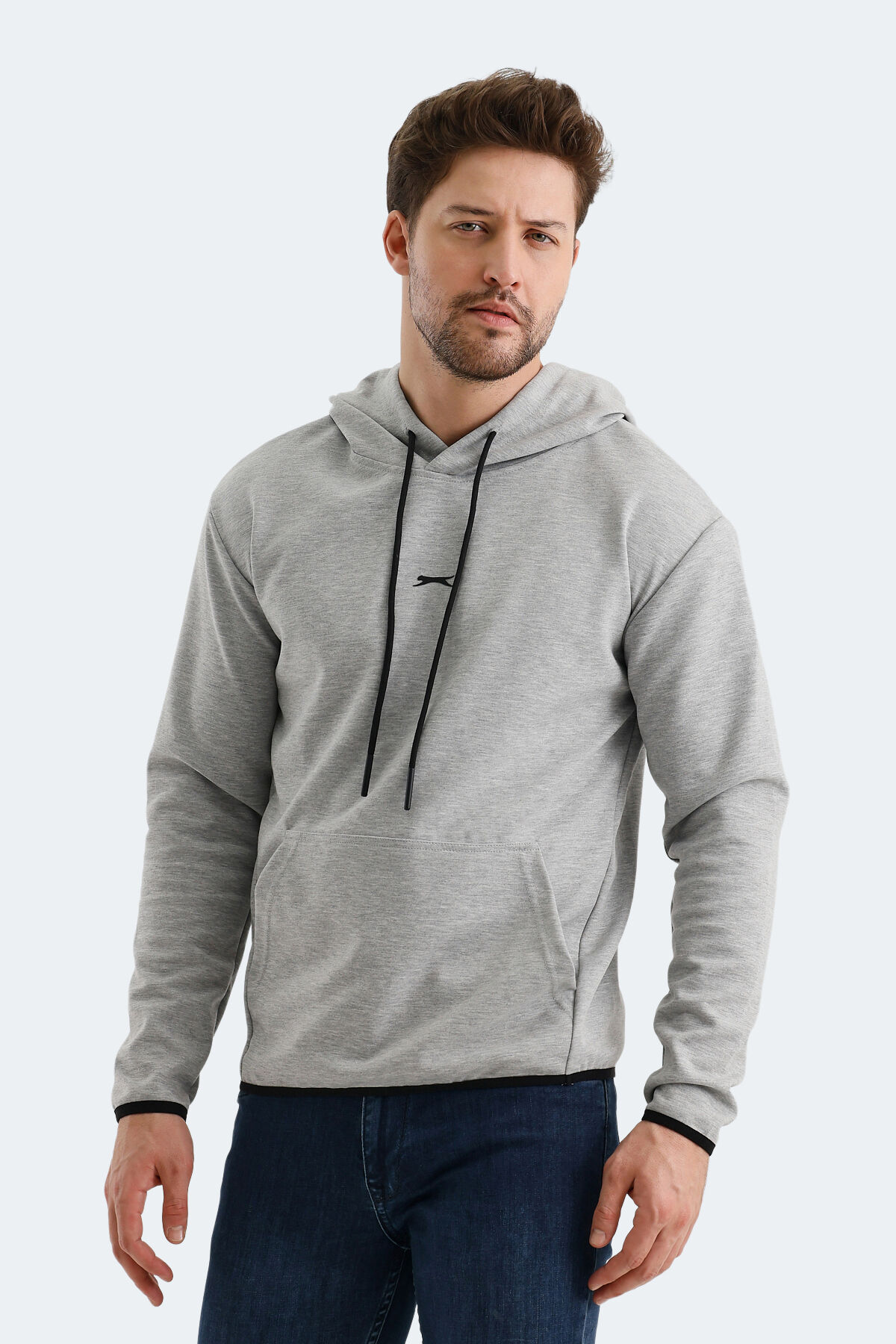 Slazenger VADIMIR Erkek Kapüşonlu Cepli Gri Sweatshırt