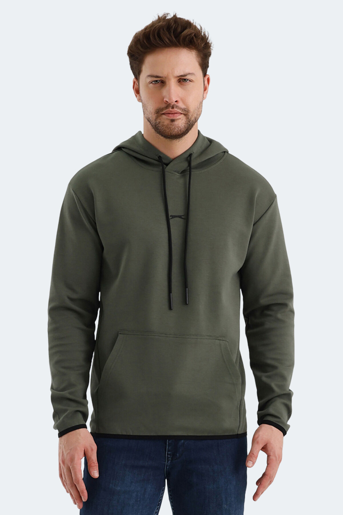 Slazenger VADIMIR Erkek Kapüşonlu Cepli Haki Sweatshırt