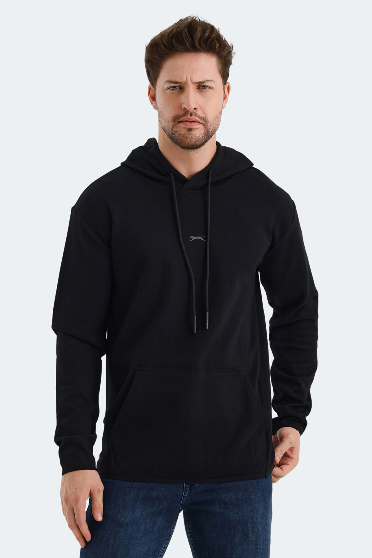 Slazenger VADIMIR Erkek Kapüşonlu Cepli Siyah Sweatshırt