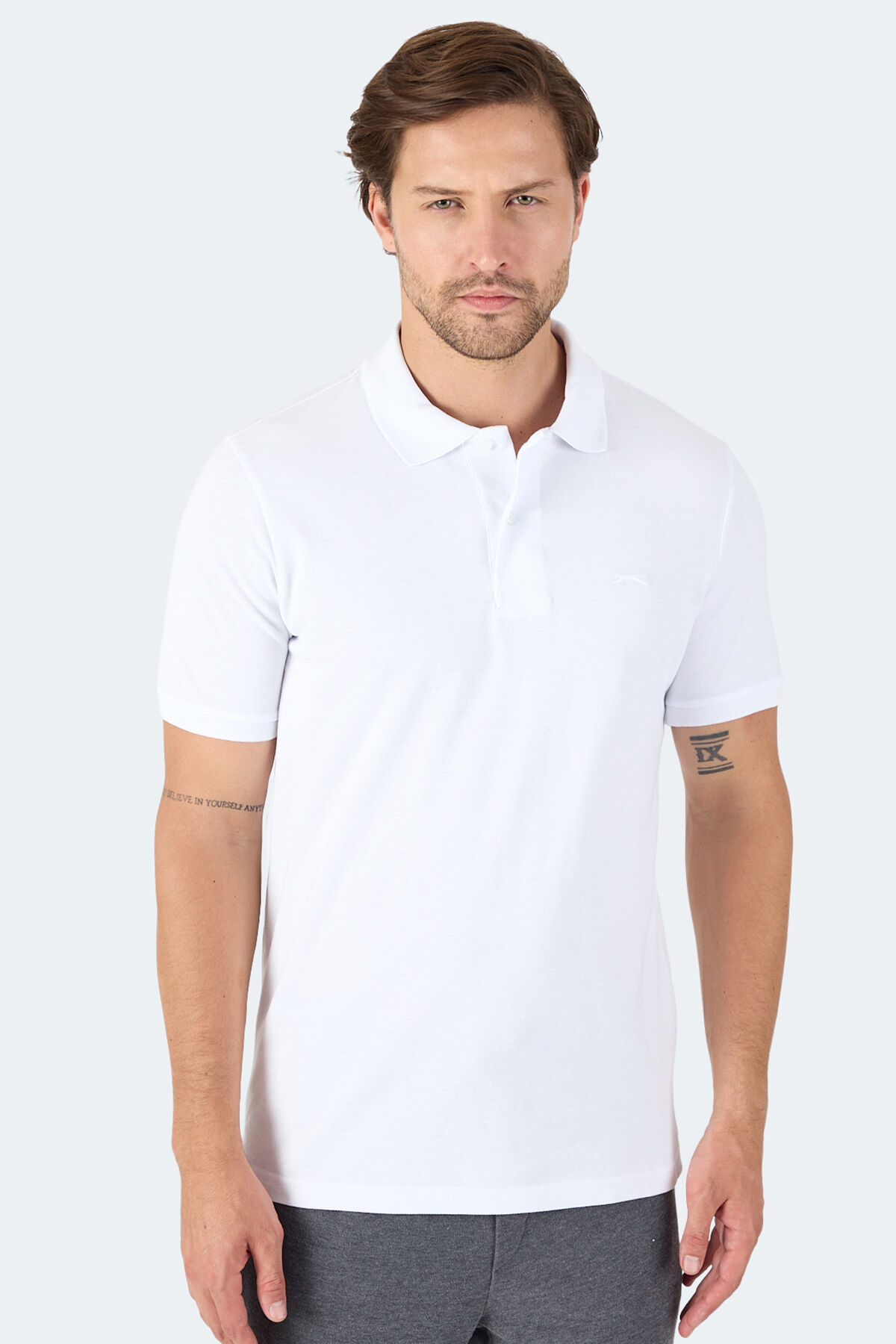 Slazenger VALE KTN Erkek Polo Yaka Beyaz Tişört