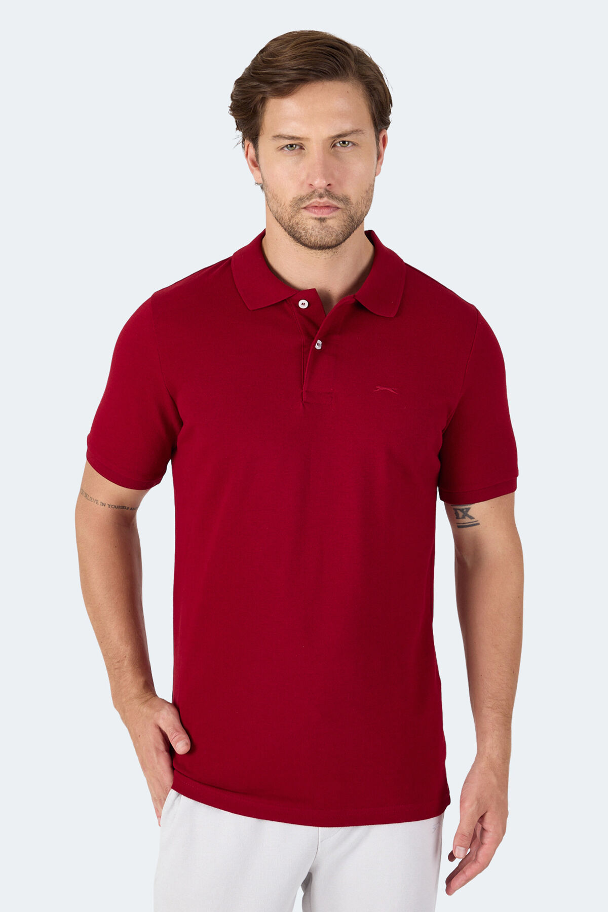 Slazenger VALE KTN Erkek Polo Yaka Bordo Tişört