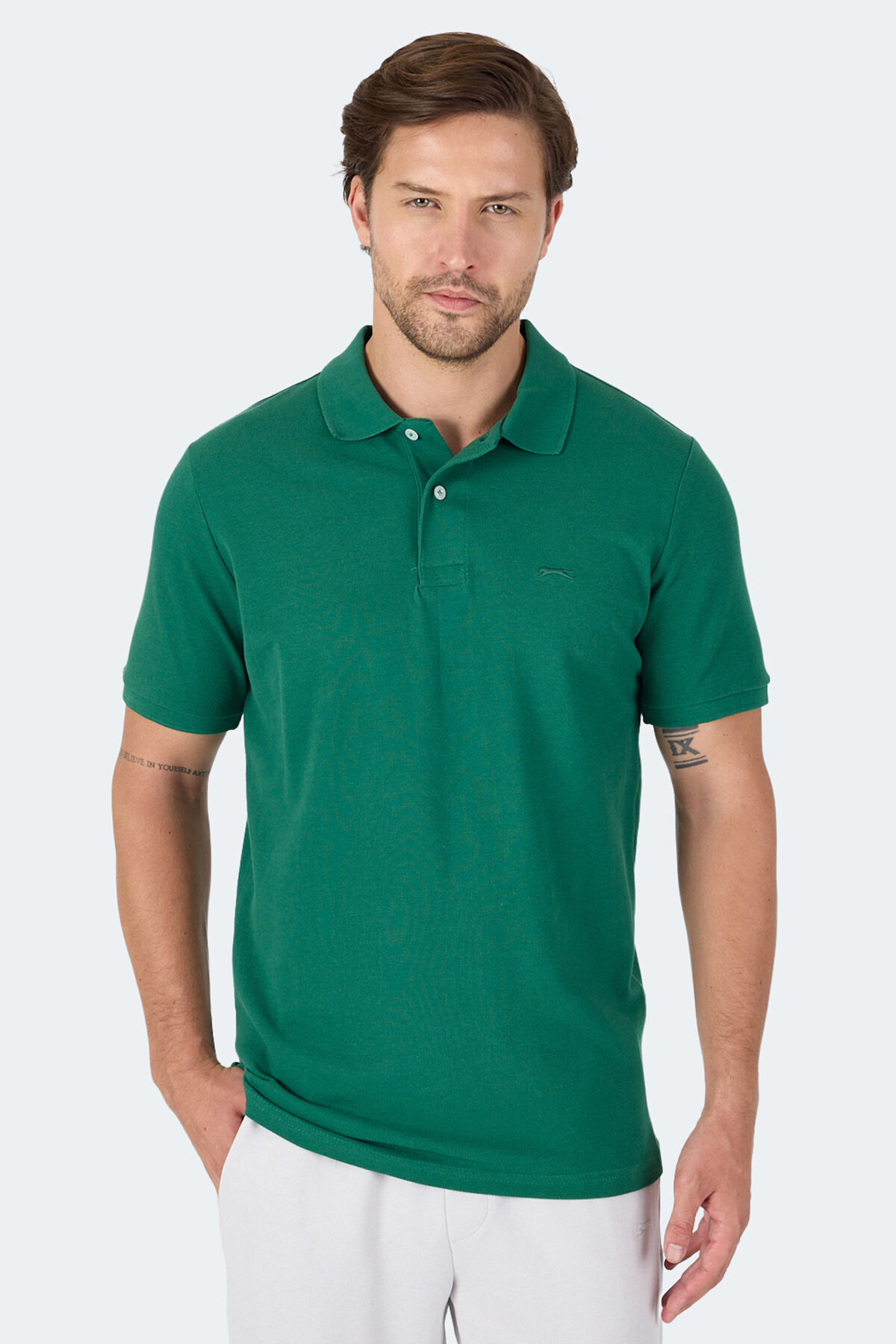 Slazenger VALE KTN Erkek Polo Yaka Yeşil Tişört