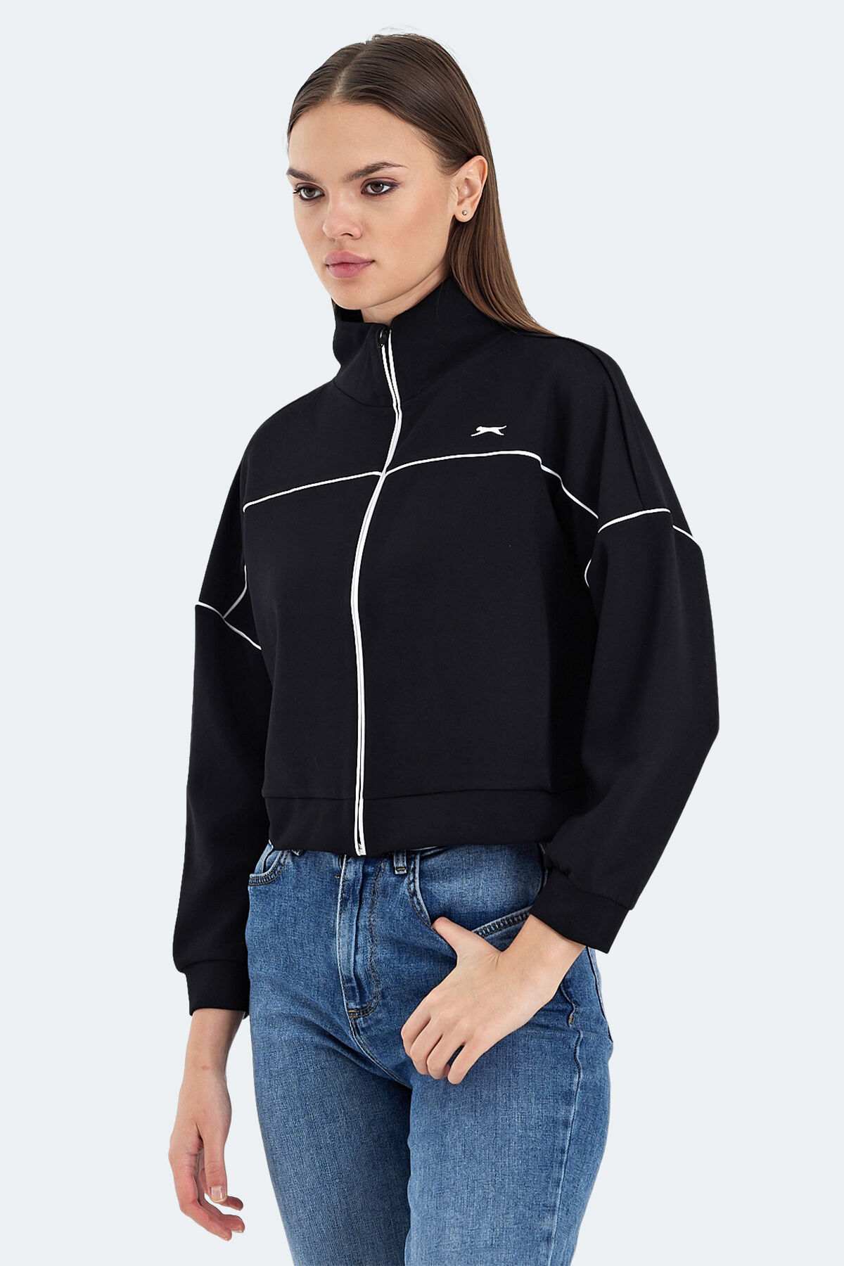 Slazenger VALENCIA Kadın Crop Siyah Sweatshırt