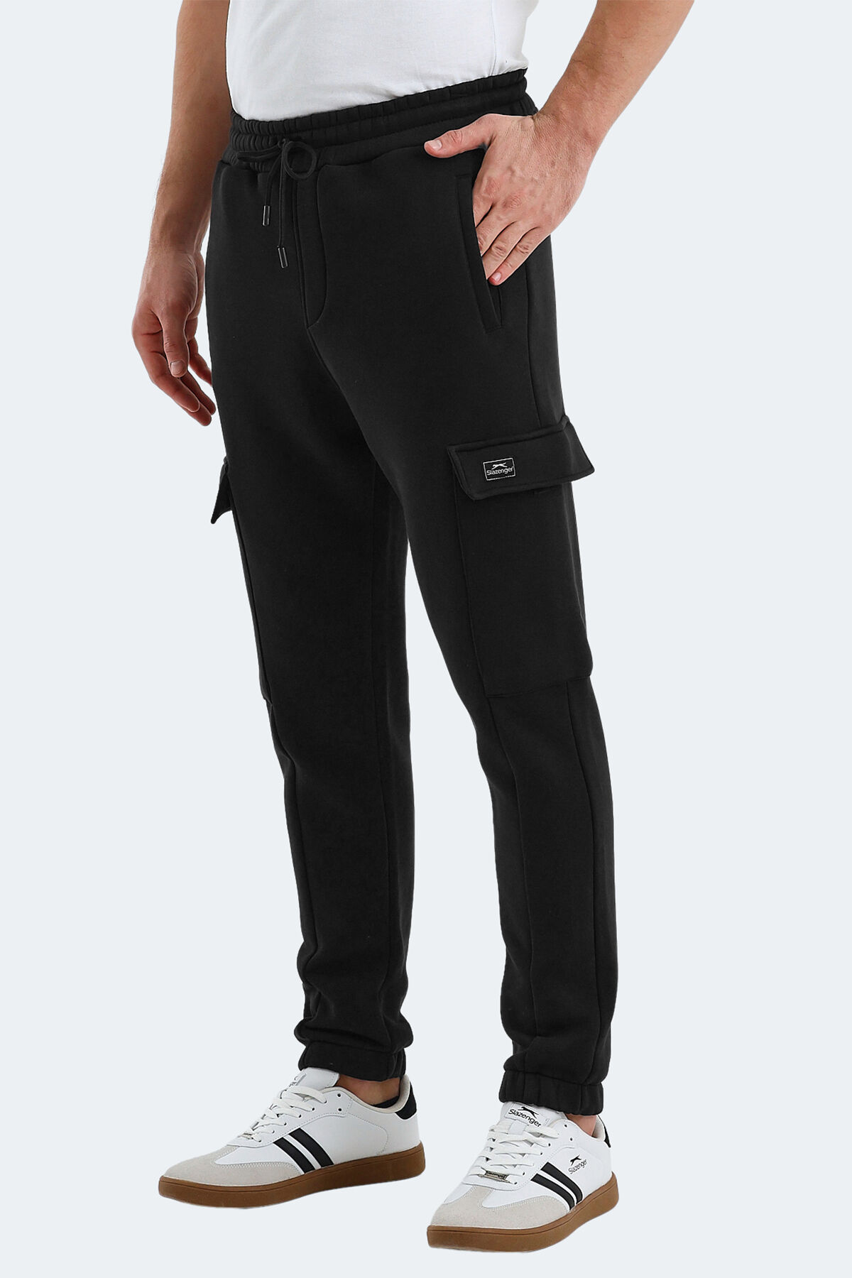 Slazenger VALORA IN Erkek Kargo Cepli Siyah Eşofman Altı