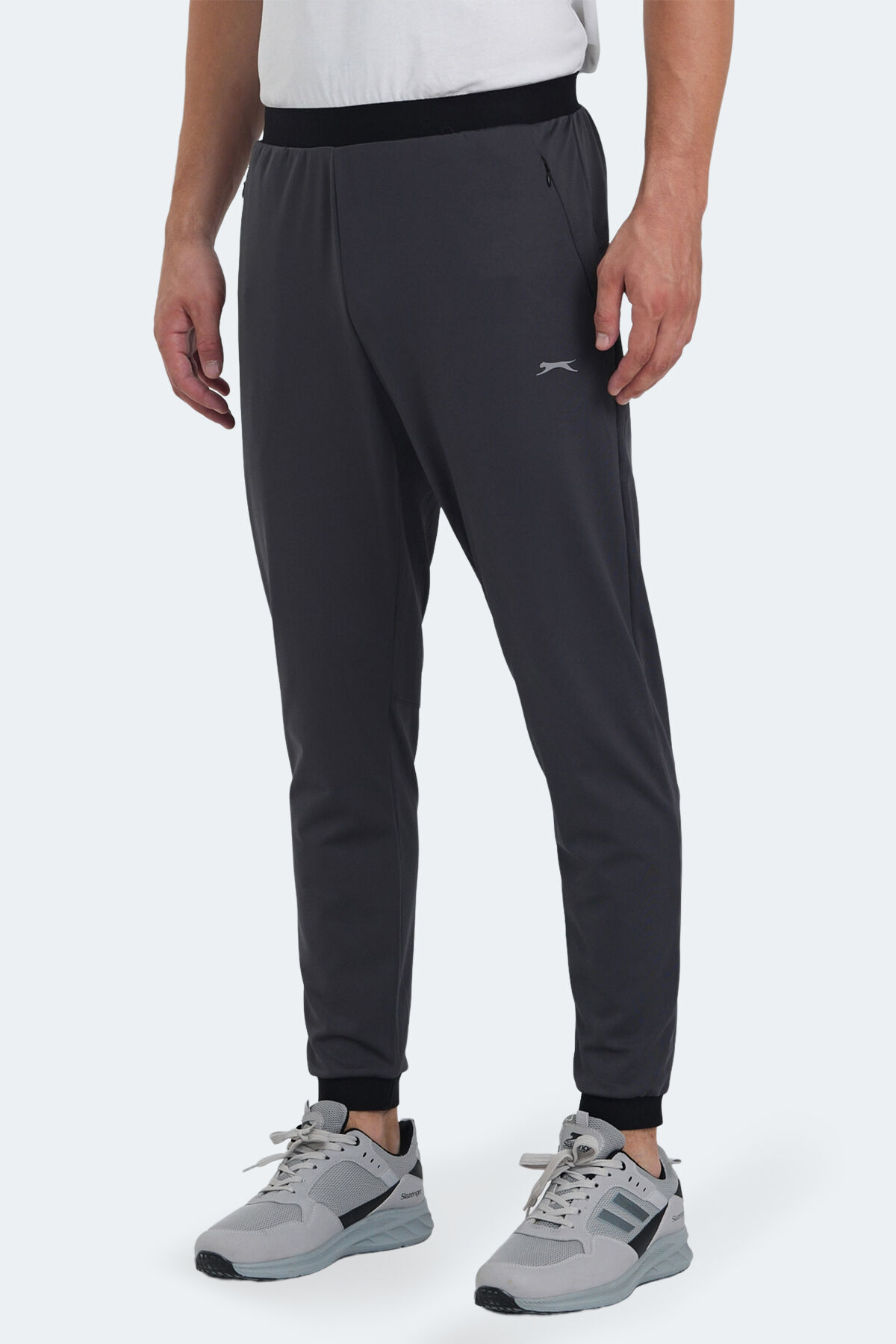 Slazenger VARY IN Erkek Fermuar Cepli Koyu Gri Eşofman Altı
