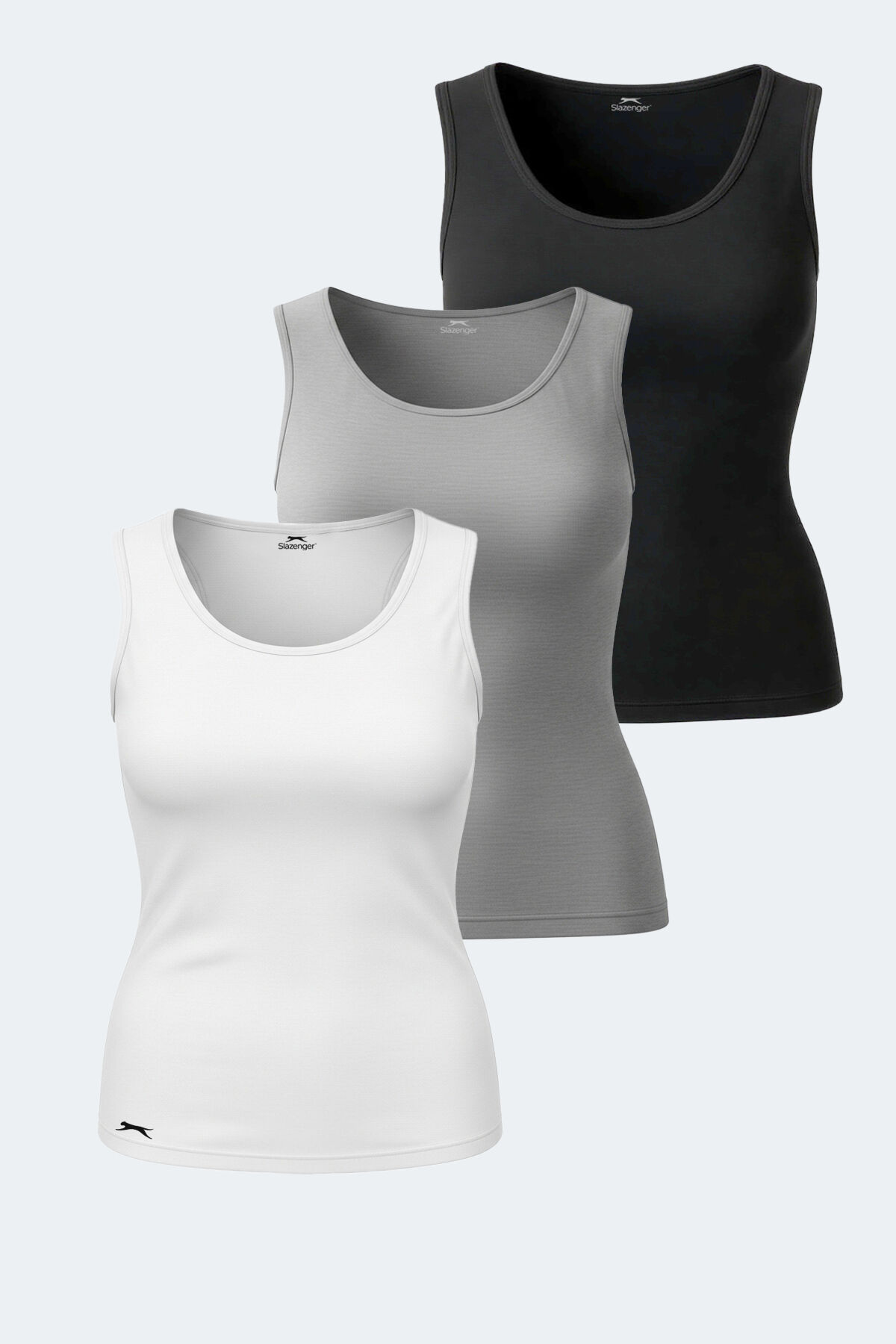 Slazenger VATIK 3 lü Set Kadın  Beyaz - Gri - Siyah Atlet