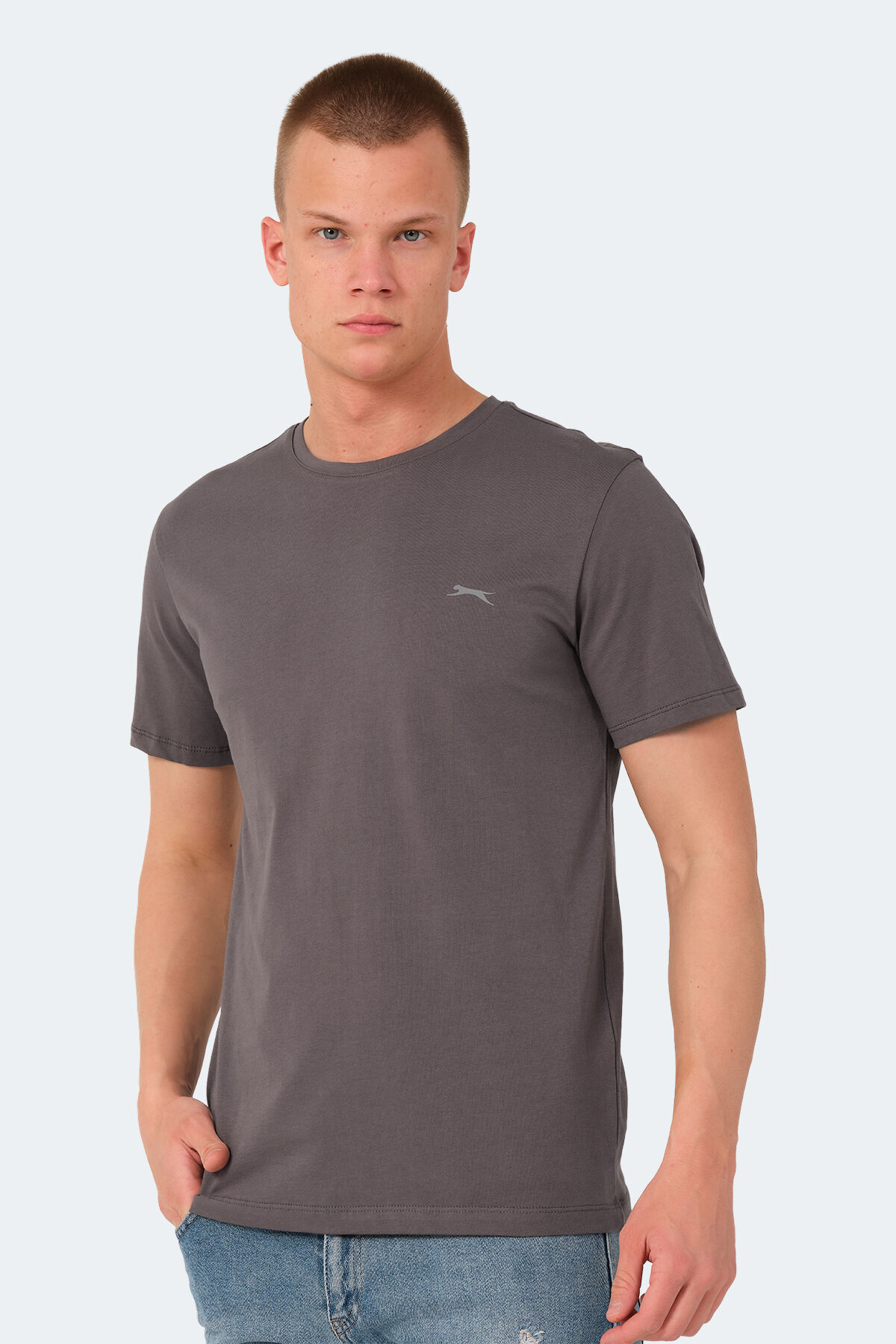 Slazenger VEDA Erkek Baskılı Koyu Gri Tişört