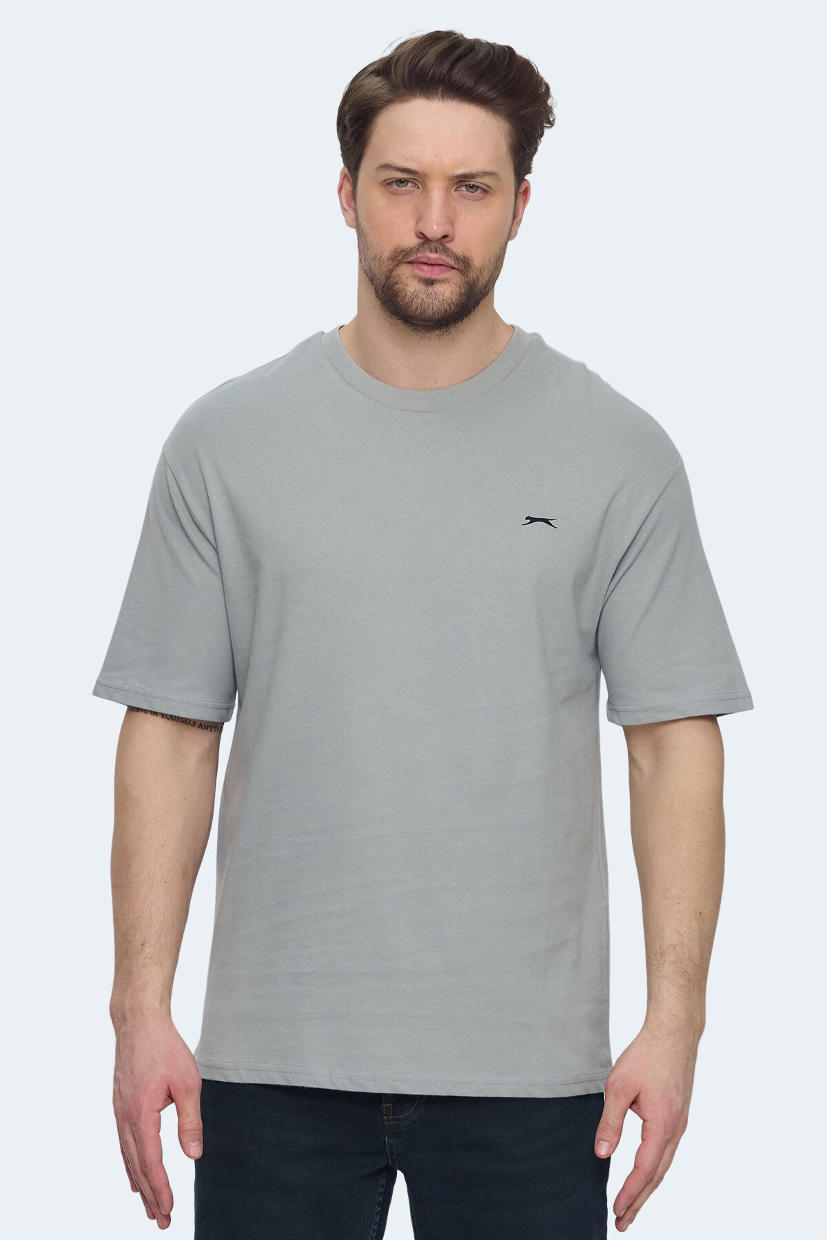 Slazenger VELLAMO Erkek Oversıze Gri Tişört