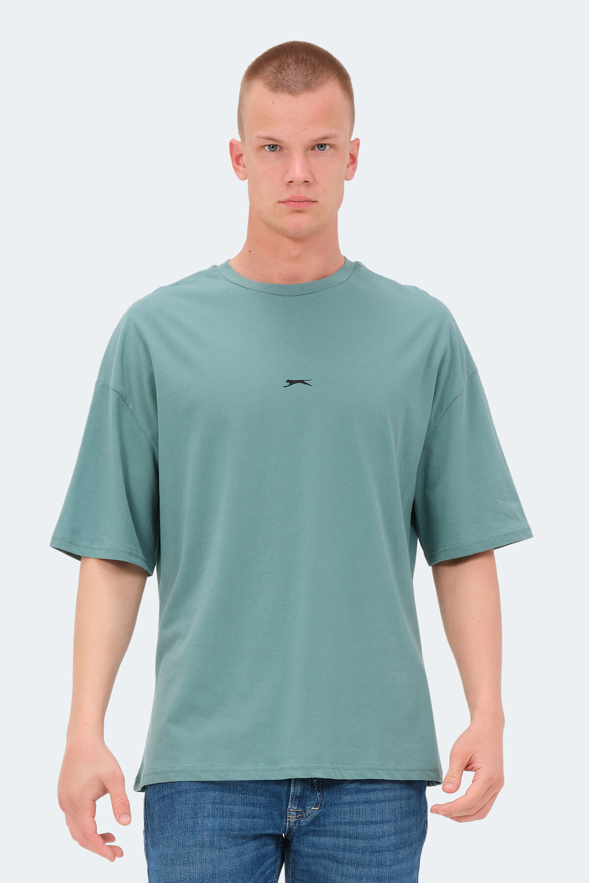 Slazenger VENETIA I Erkek Baskılı Oversıze Yeşil Tişört
