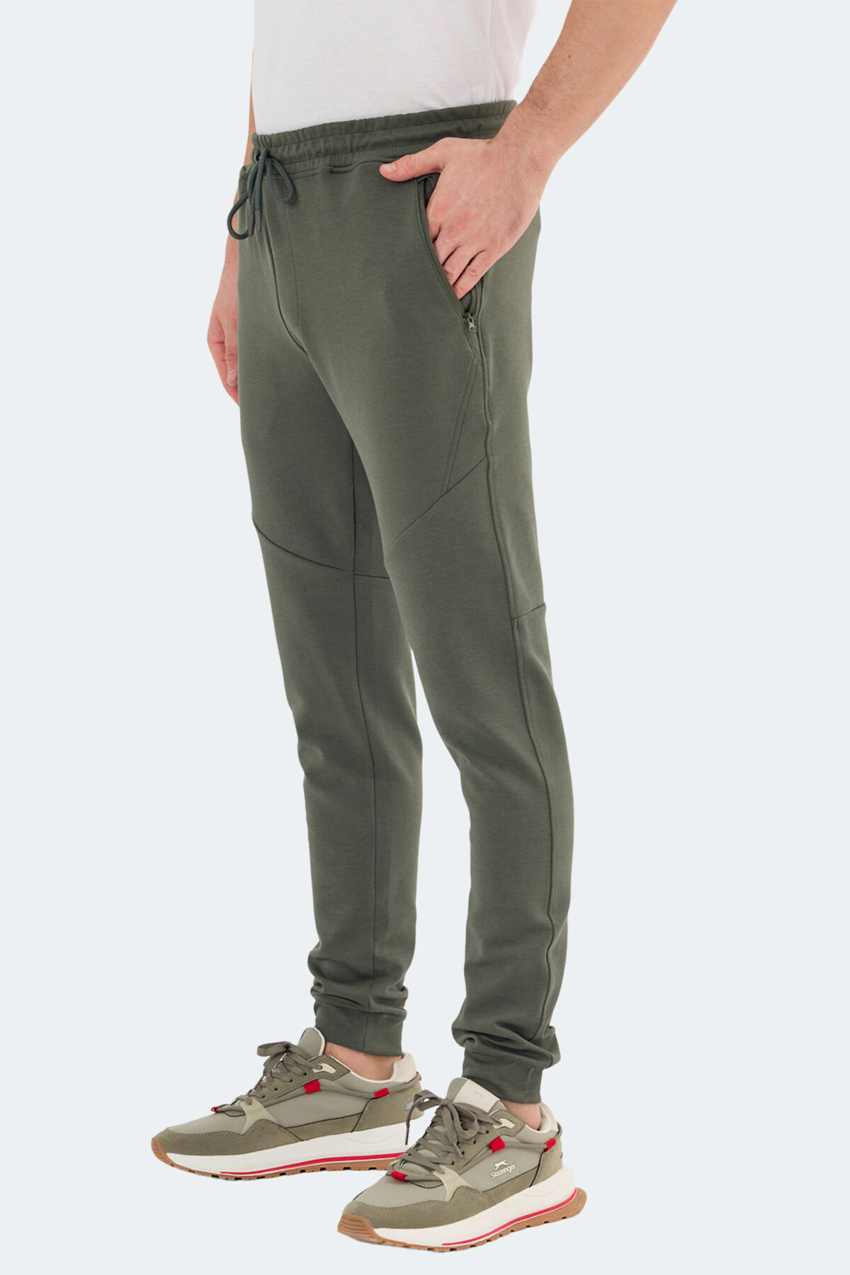 Slazenger VENOM Erkek Fermuar Cepli Slim Fit Haki Eşofman Altı