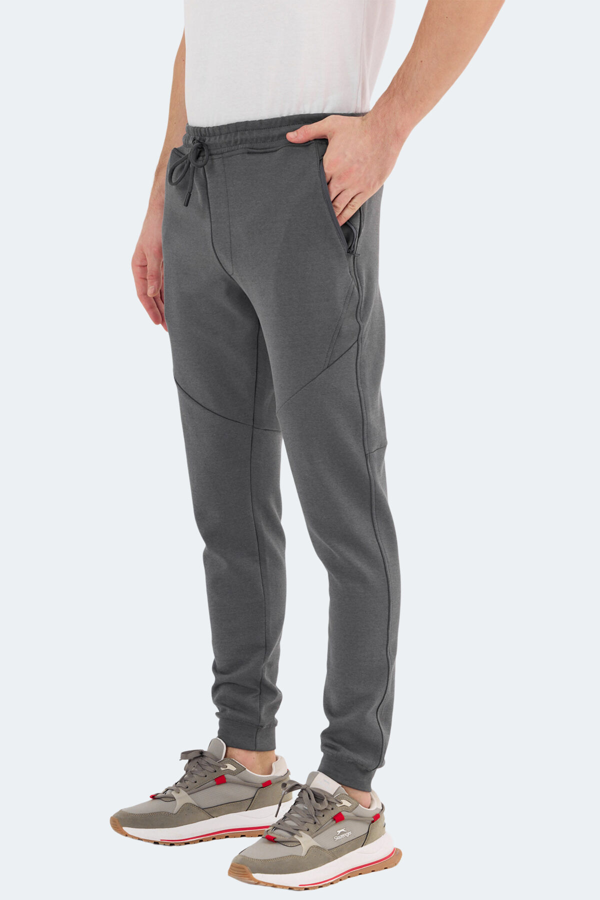 Slazenger VENOM Erkek Fermuar Cepli Slim Fit Koyu Gri Eşofman Altı